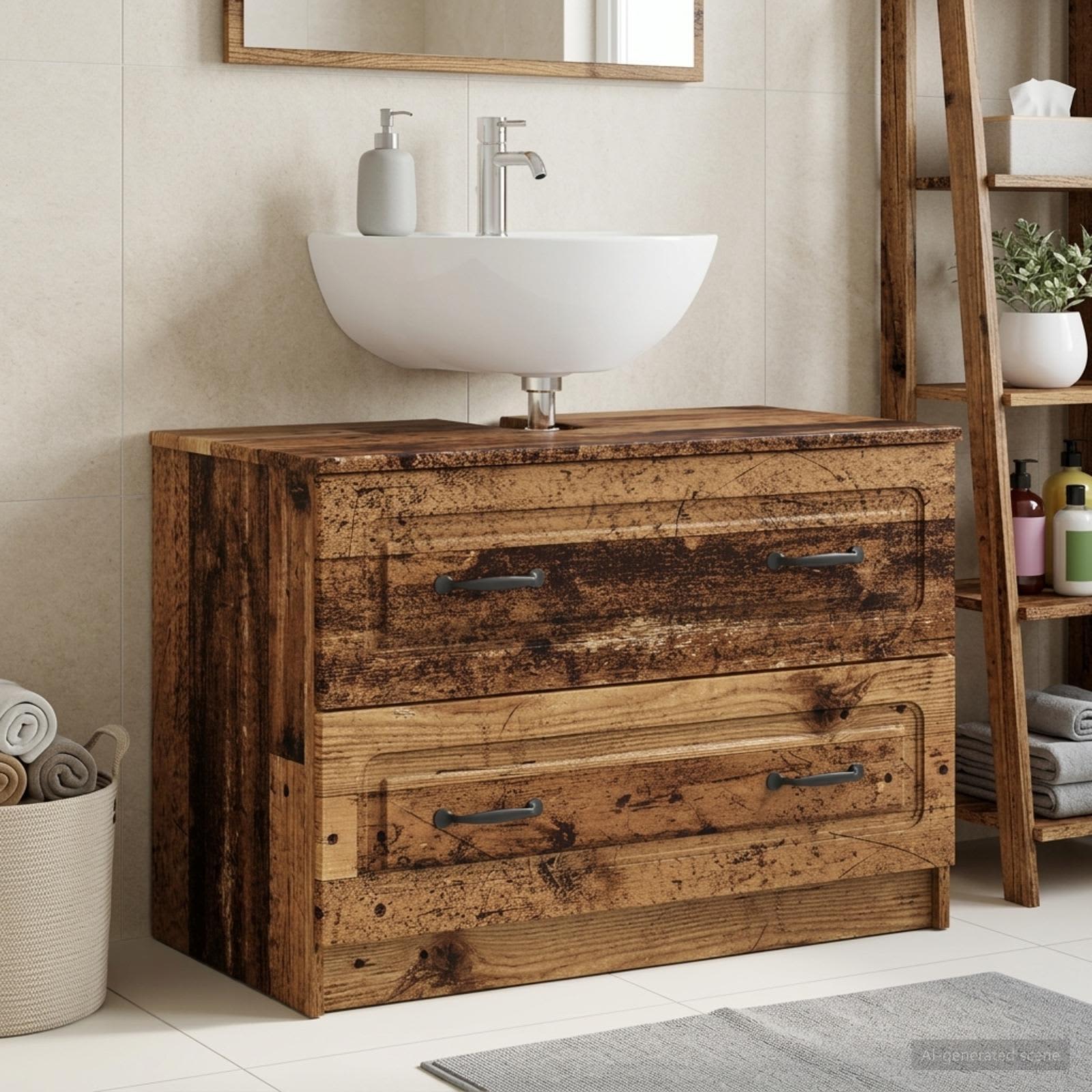 Waschbeckenschrank UTRECHT Altholz 82 x 41 x 56 cm