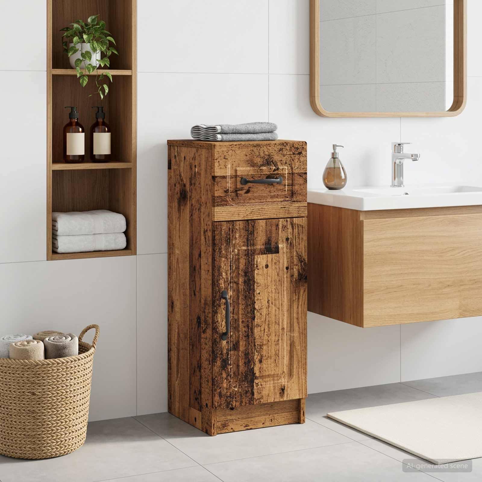 Badezimmer Aufbewahrungsschrank UTRECHT Altholz 30 x 31 x 77 cm