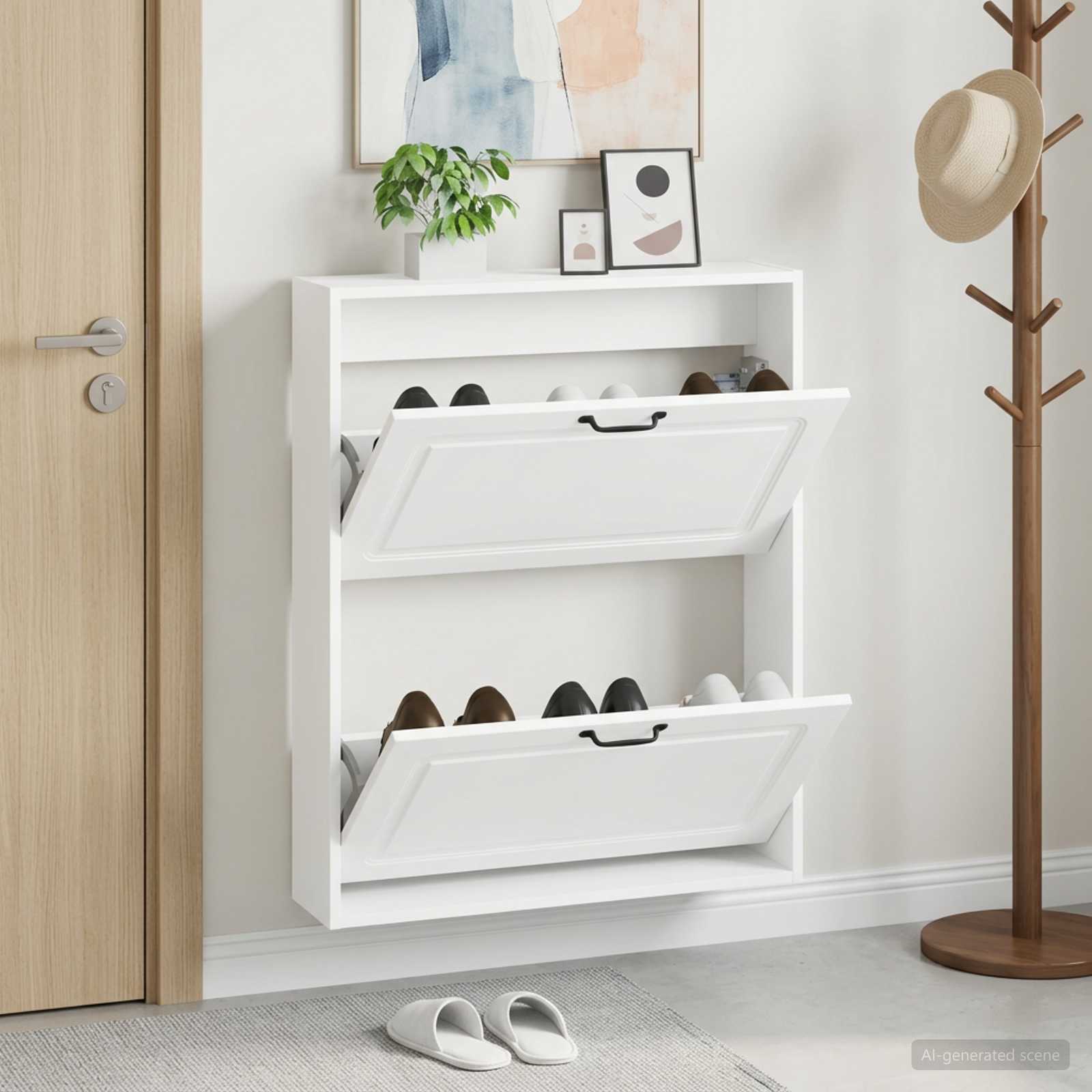 Wandmontierter Schuhschrank UTRECHT 71 x 17 x 86 cm Weiß
