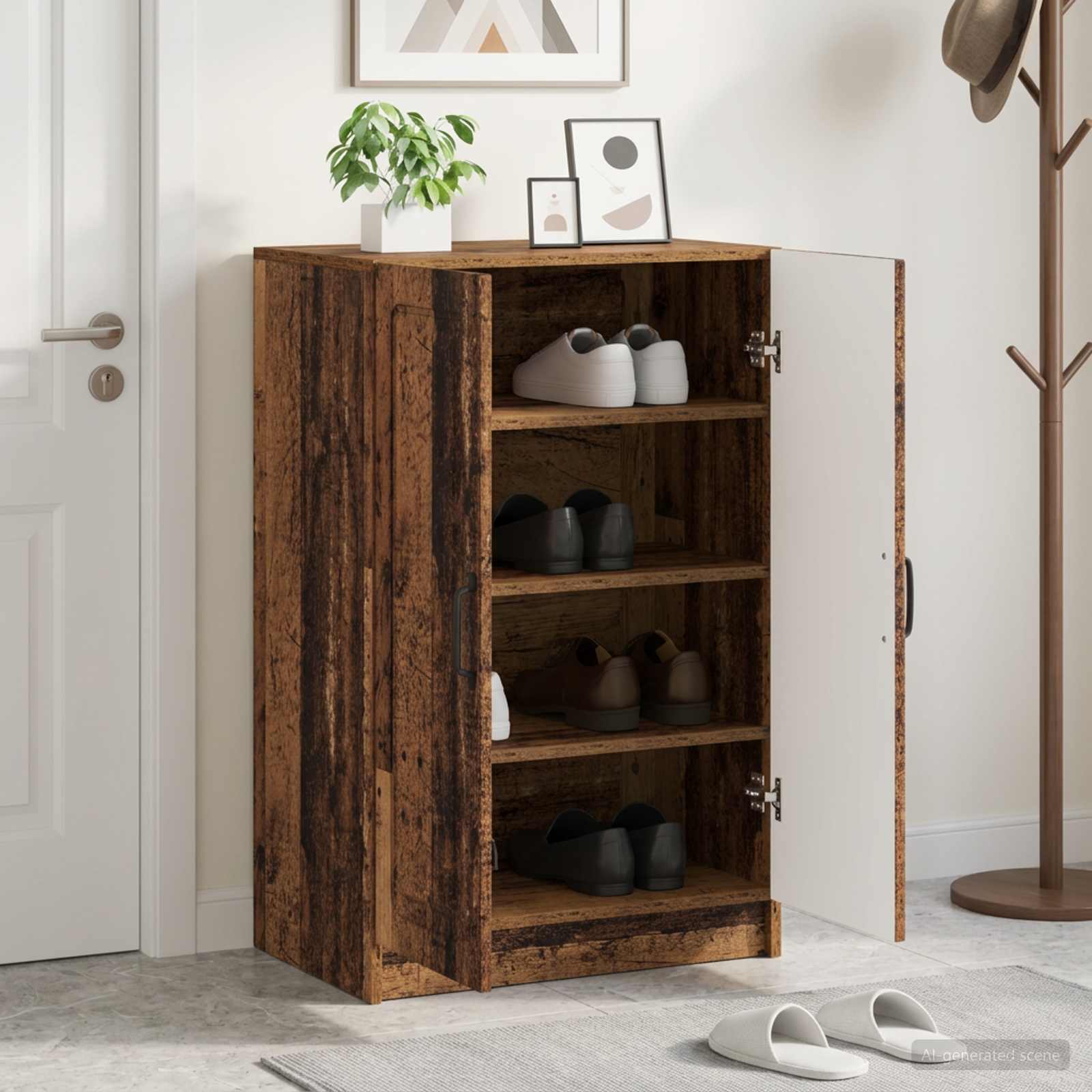 Schuhschrank UTRECHT 59,5 x 39,5 x 87 cm Holzwerkstoff Altholz