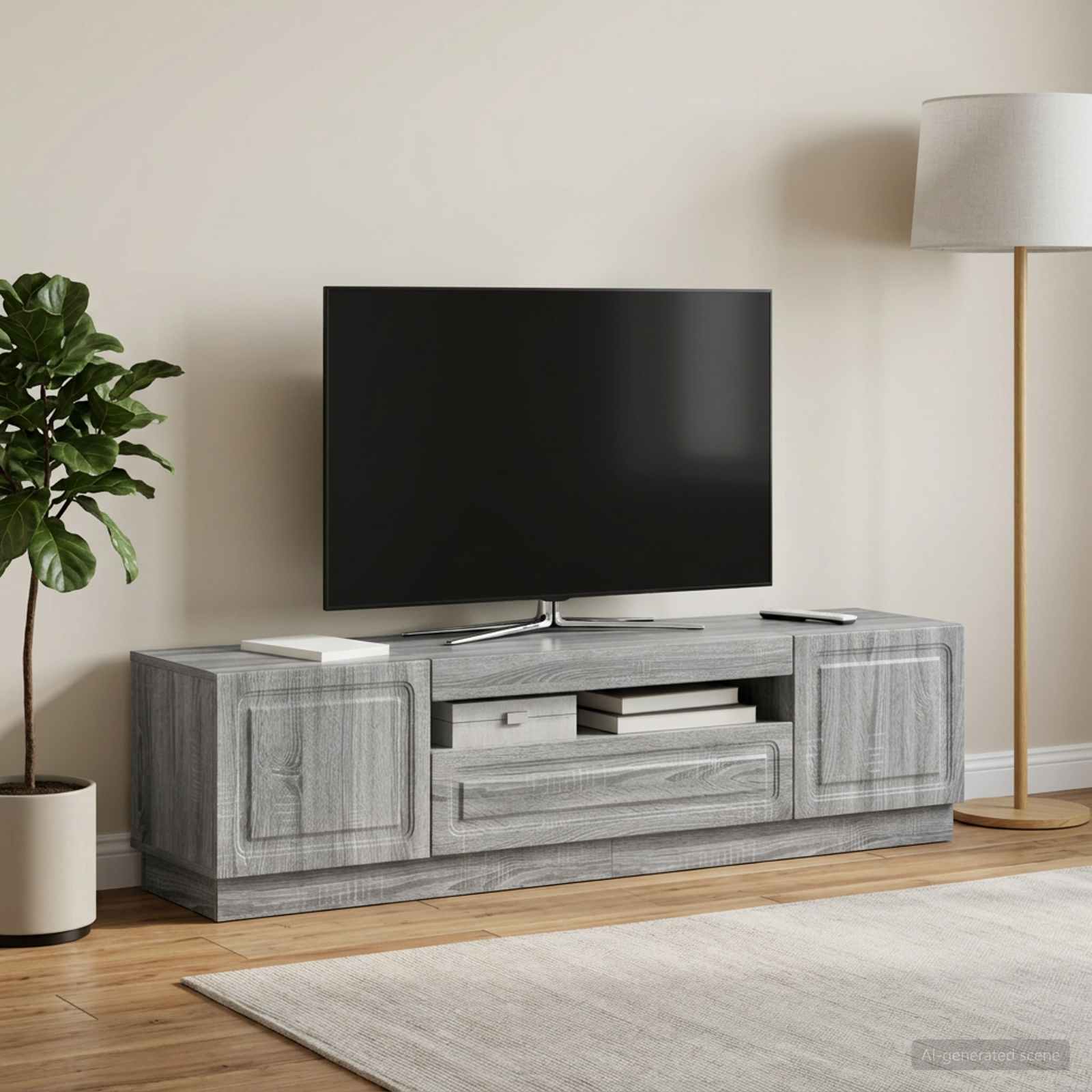 LED-TV-Schrank Sonoma-Grau Holzwerkstoff