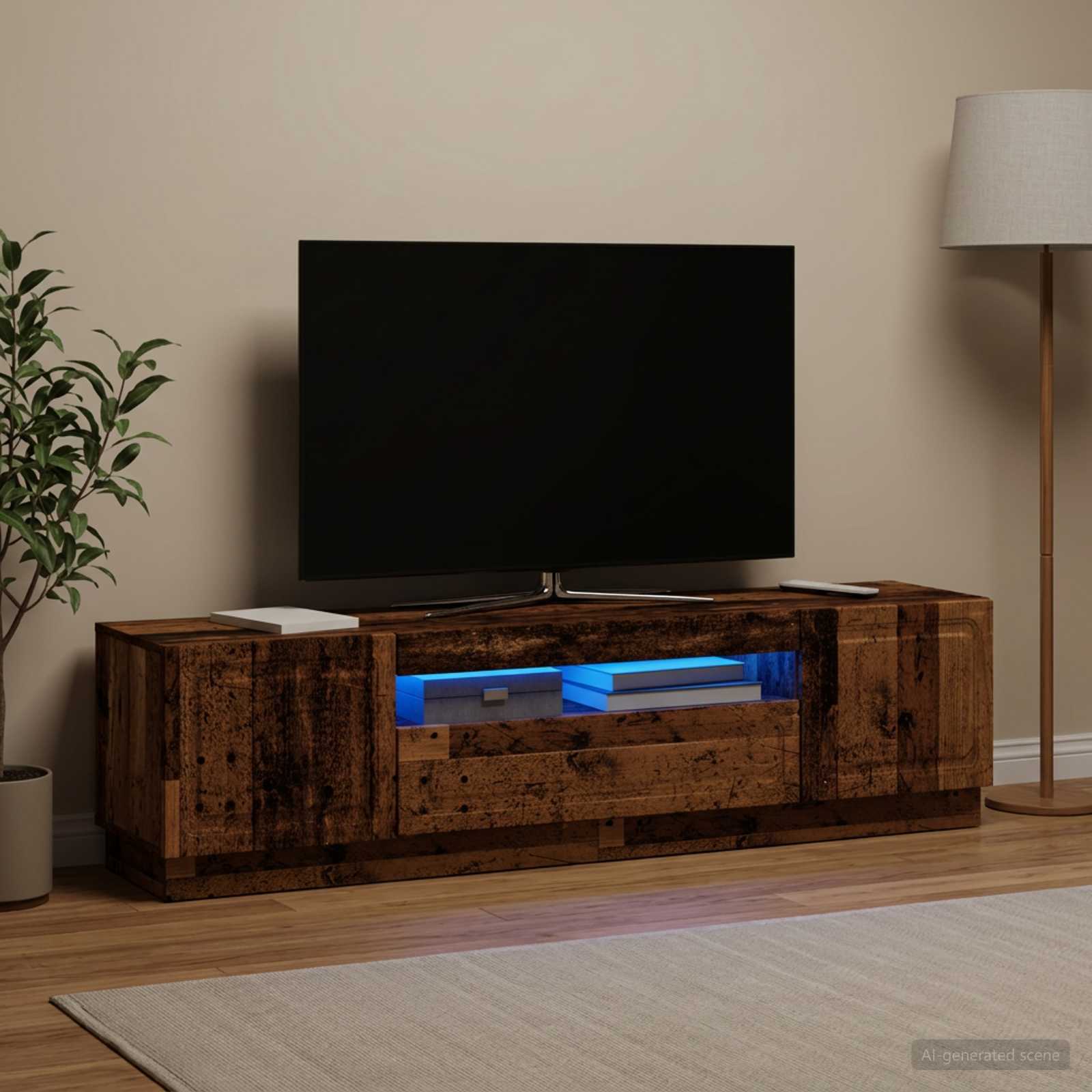 LED-TV-Schrank Altholz Holzwerkstoff