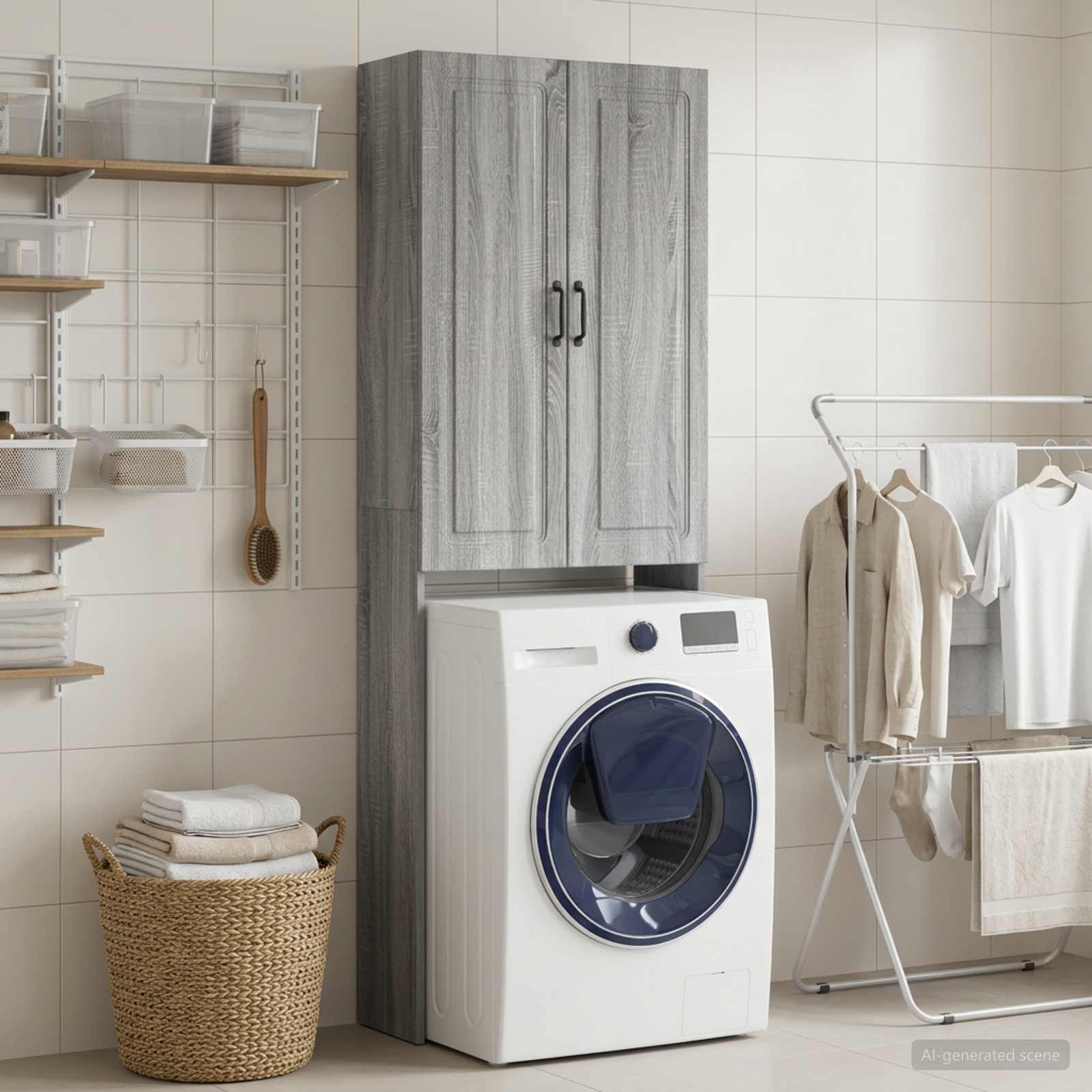 Toilettenschrank UTRECHT Sonoma-Grau 66 x 25,5 x 190 cm