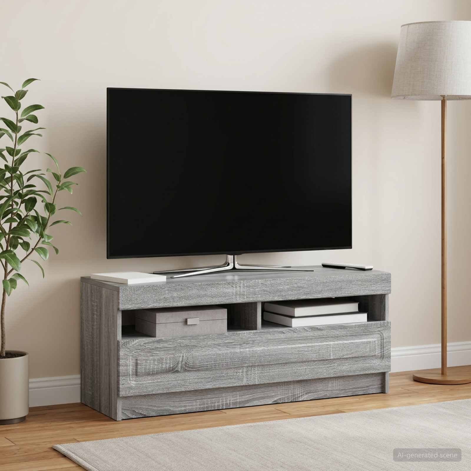 LED-TV-Schrank Sonoma-Grau Holzwerkstoff