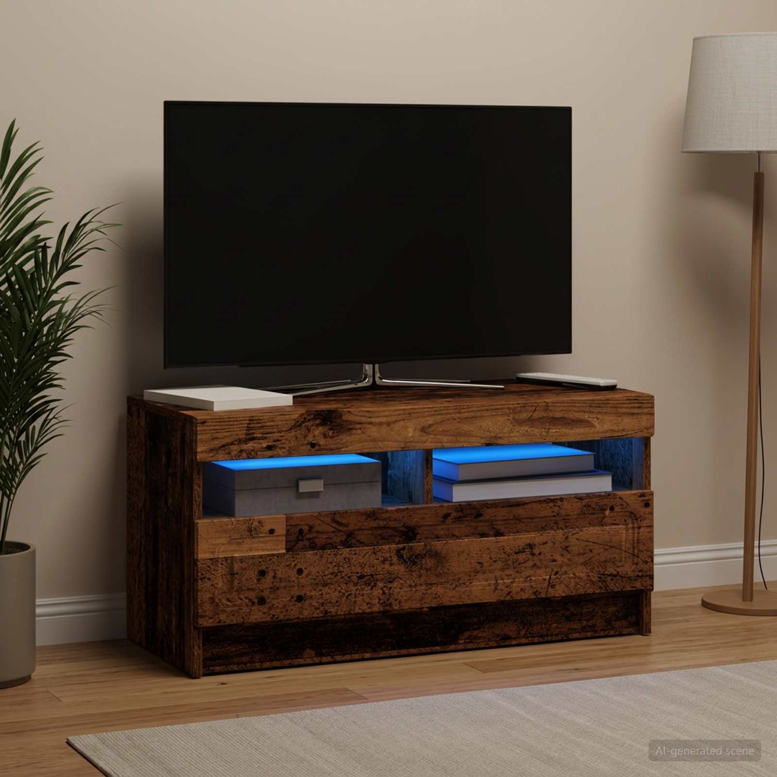 LED-TV-Schrank Altholz Holzwerkstoff