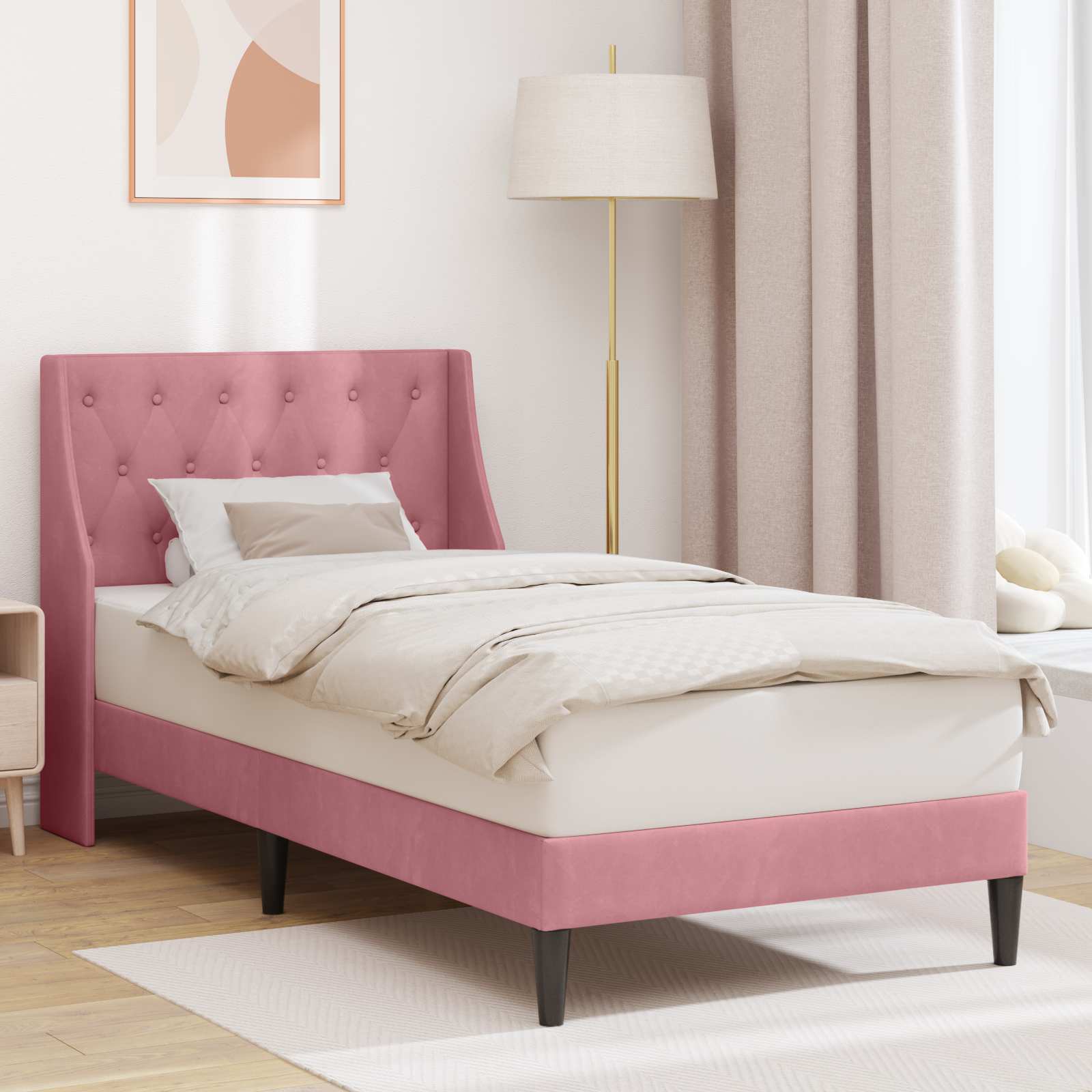 Bettrahmen mit Kopfteil Rosa 100 x 200 cm Samt