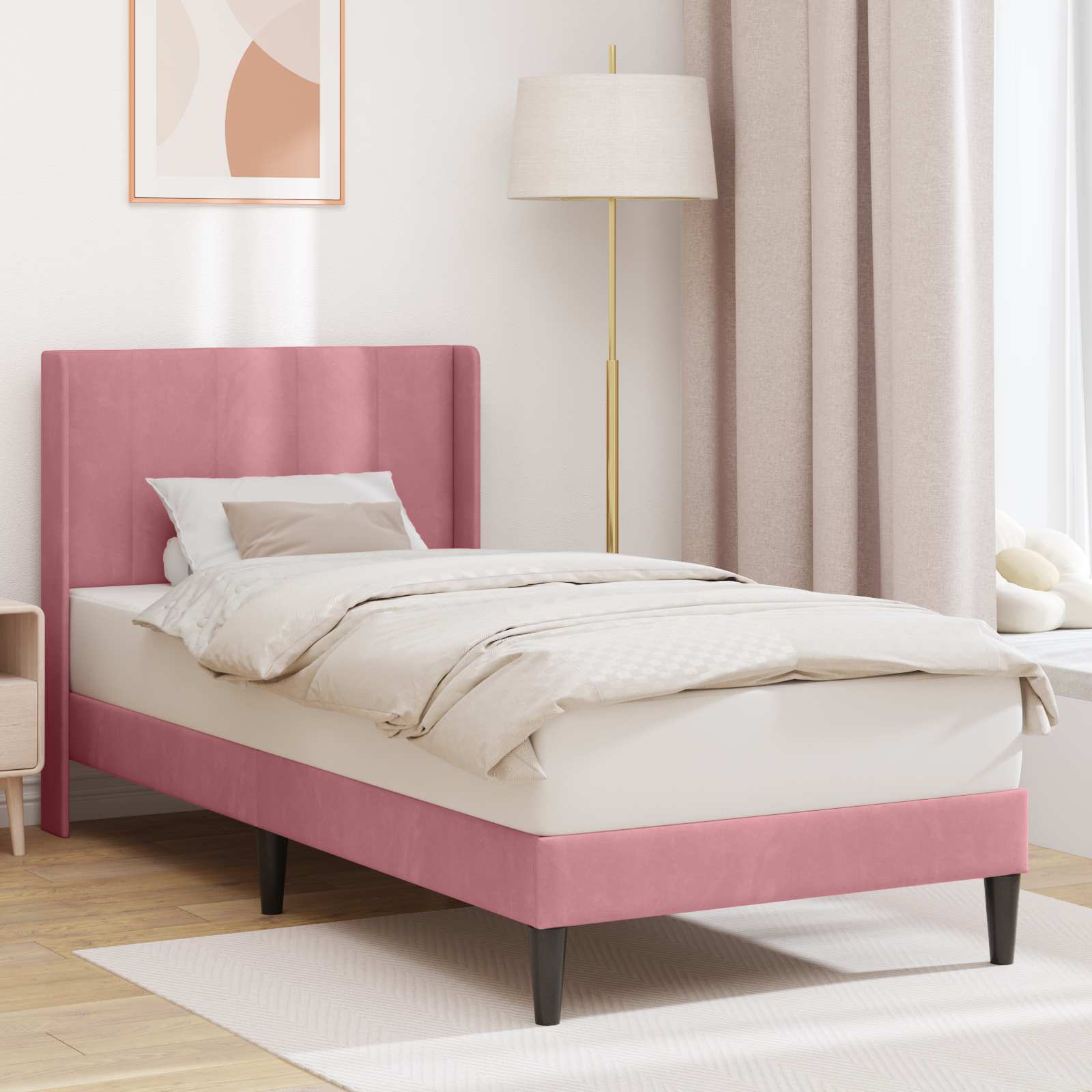 Bettrahmen mit Kopfteil Rosa 80 x 200 cm Samt