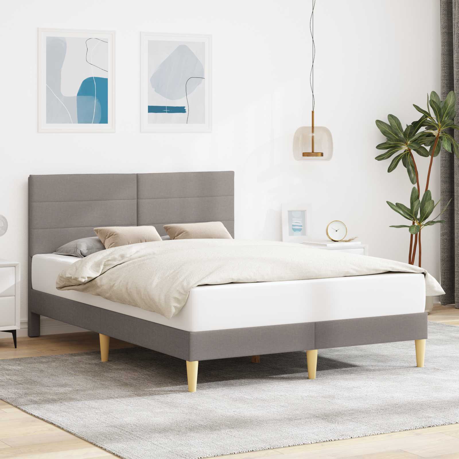 Bettrahmen mit Kopfteil Taupe 120 x 200 cm Stoff