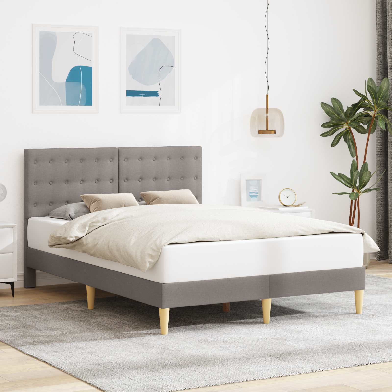 Bettrahmen mit Kopfteil Taupe 120 x 190 cm Stoff