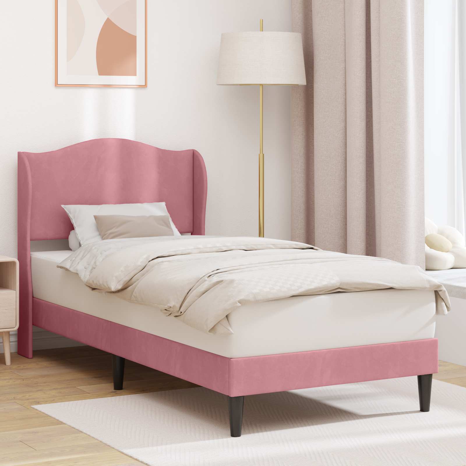Bettrahmen mit Kopfteil Rosa 100 x 200 cm Samt