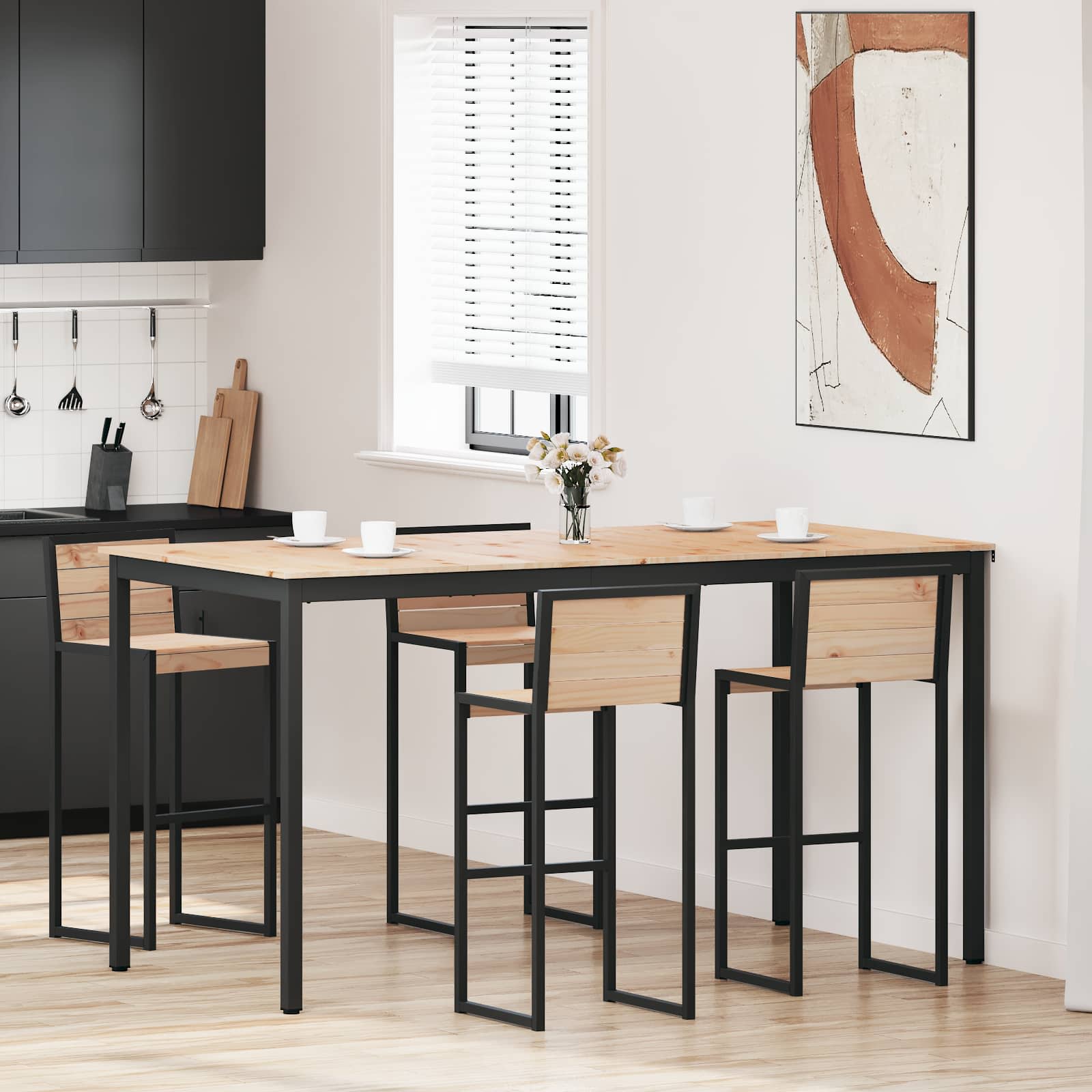 Bartisch 200 x 100 x 105 cm Massives Kiefernholz Natur