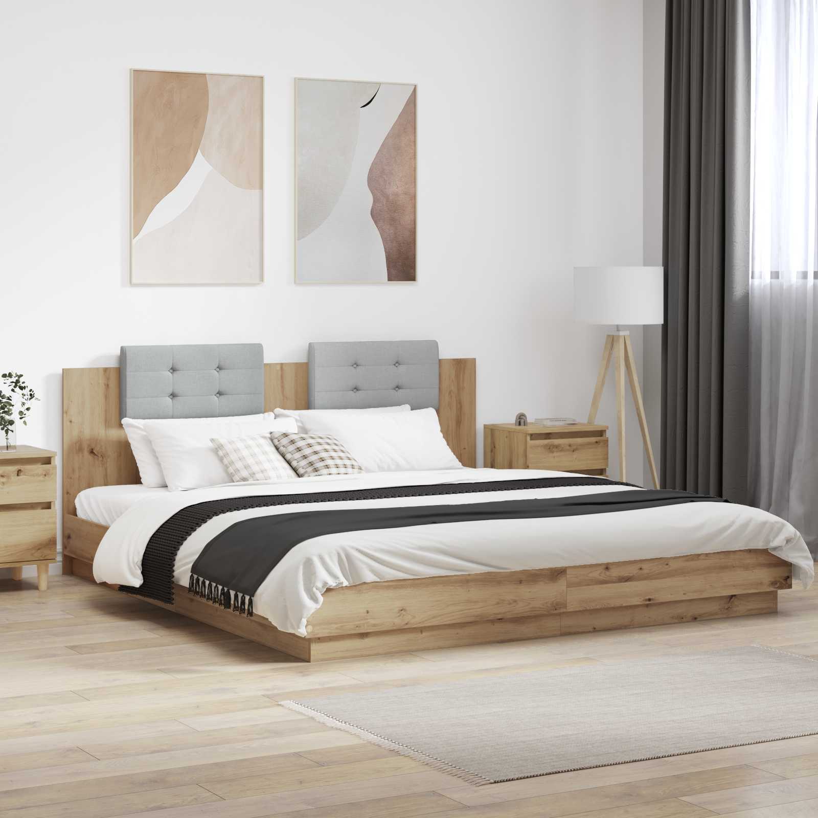 Bettgestell mit Kopfteil Artisan-Eiche 180 x 200 cm