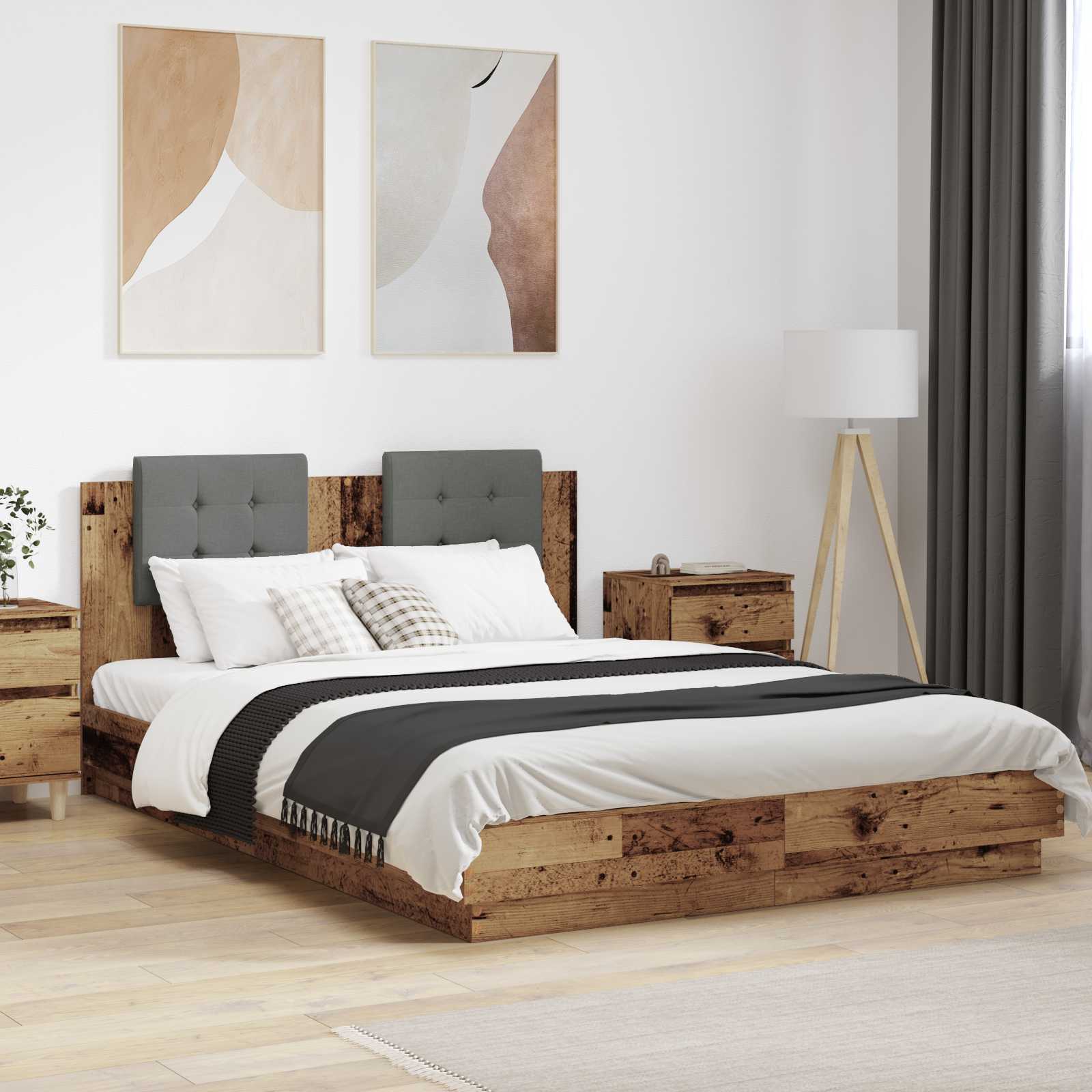Bettgestell mit Kopfteil Altholz 160 x 200 cm Holzwerkstoff