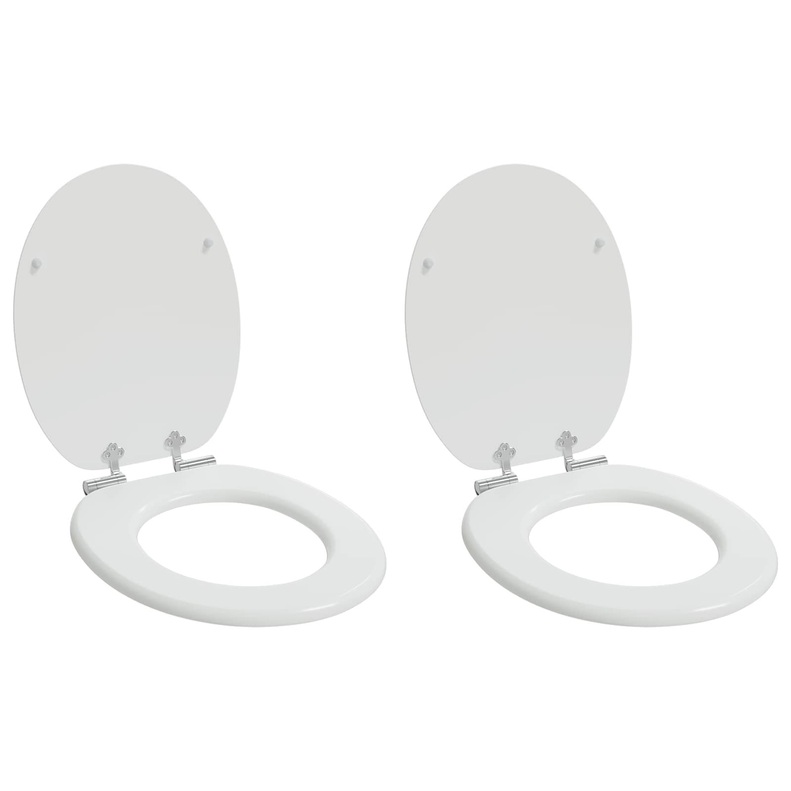 Soft-Close Toilet Seat 2 Stk. Weiß 44 x 38 cm MDF-Platte