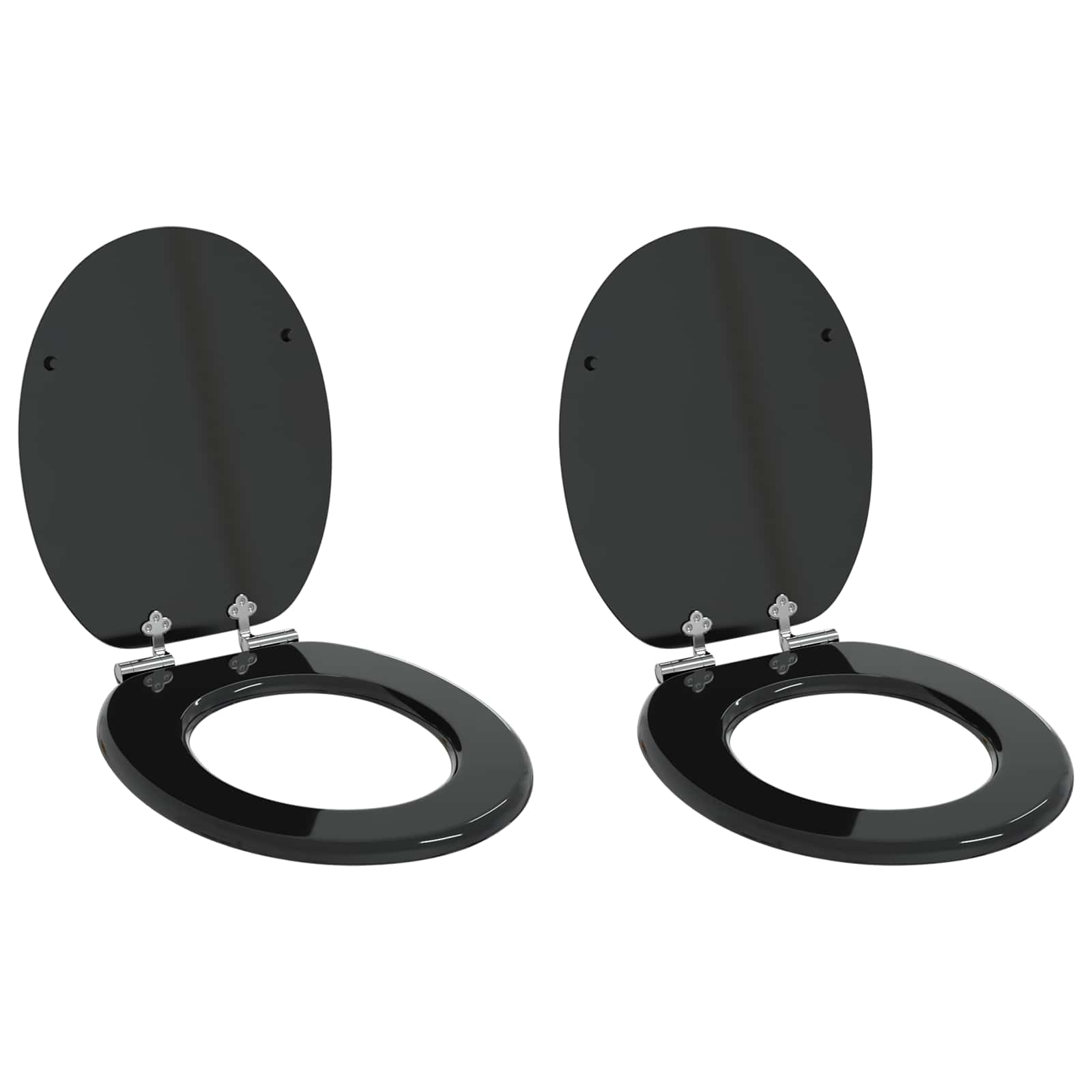 Soft-Close Toilet Seat 2 Stk. Schwarz 44 x 38 cm MDF-Platte