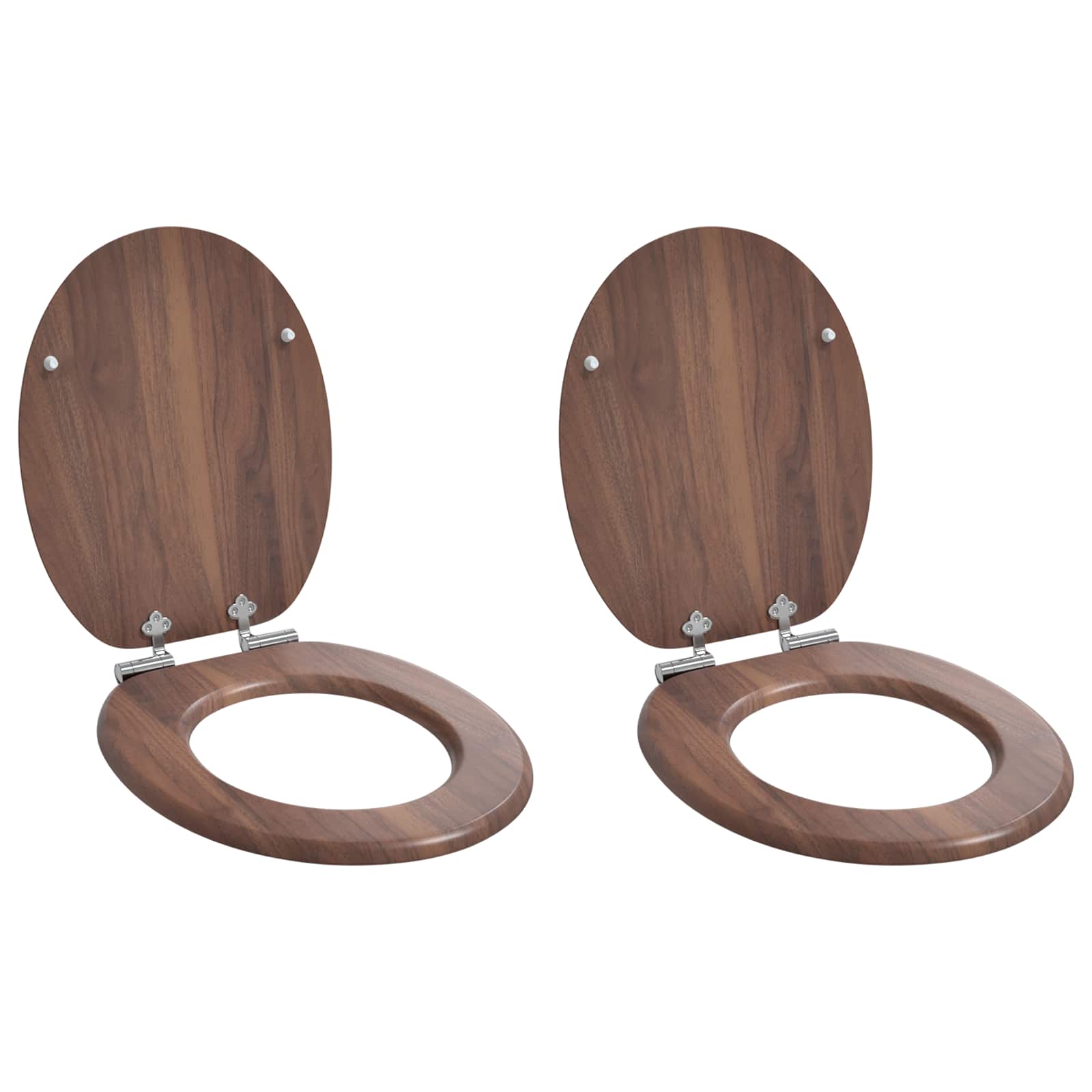Soft-Close Toilet Seat 2 Stk. Braun 44 x 38 cm MDF-Platte