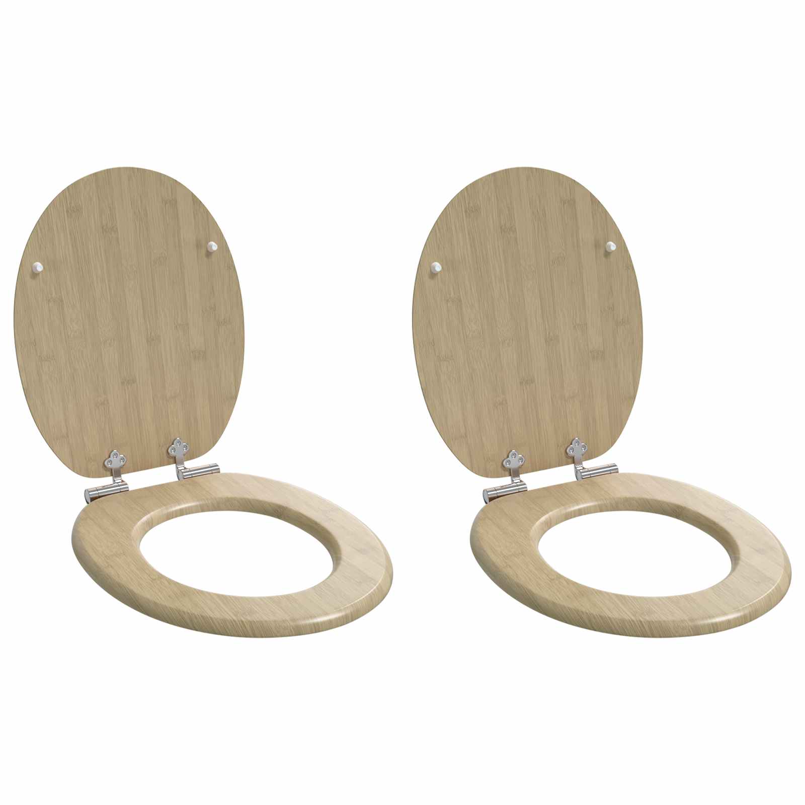 Soft-Close Toilet Seat 2 Stk. Heller Bambusfarbton 44 x 38 cm