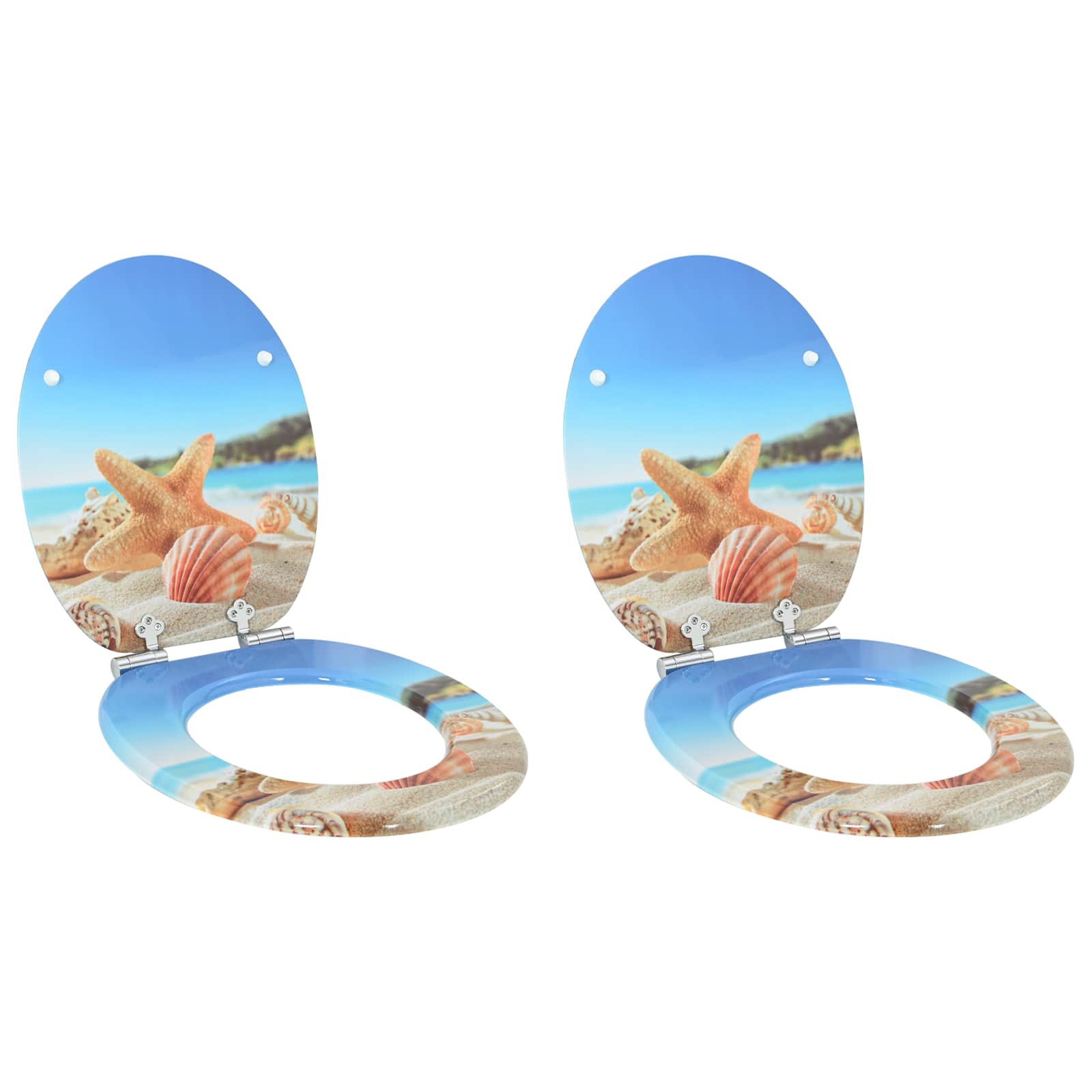 Soft-Close Toilet Seat 2 Stk. Meeres Muschel 44 x 38 cm