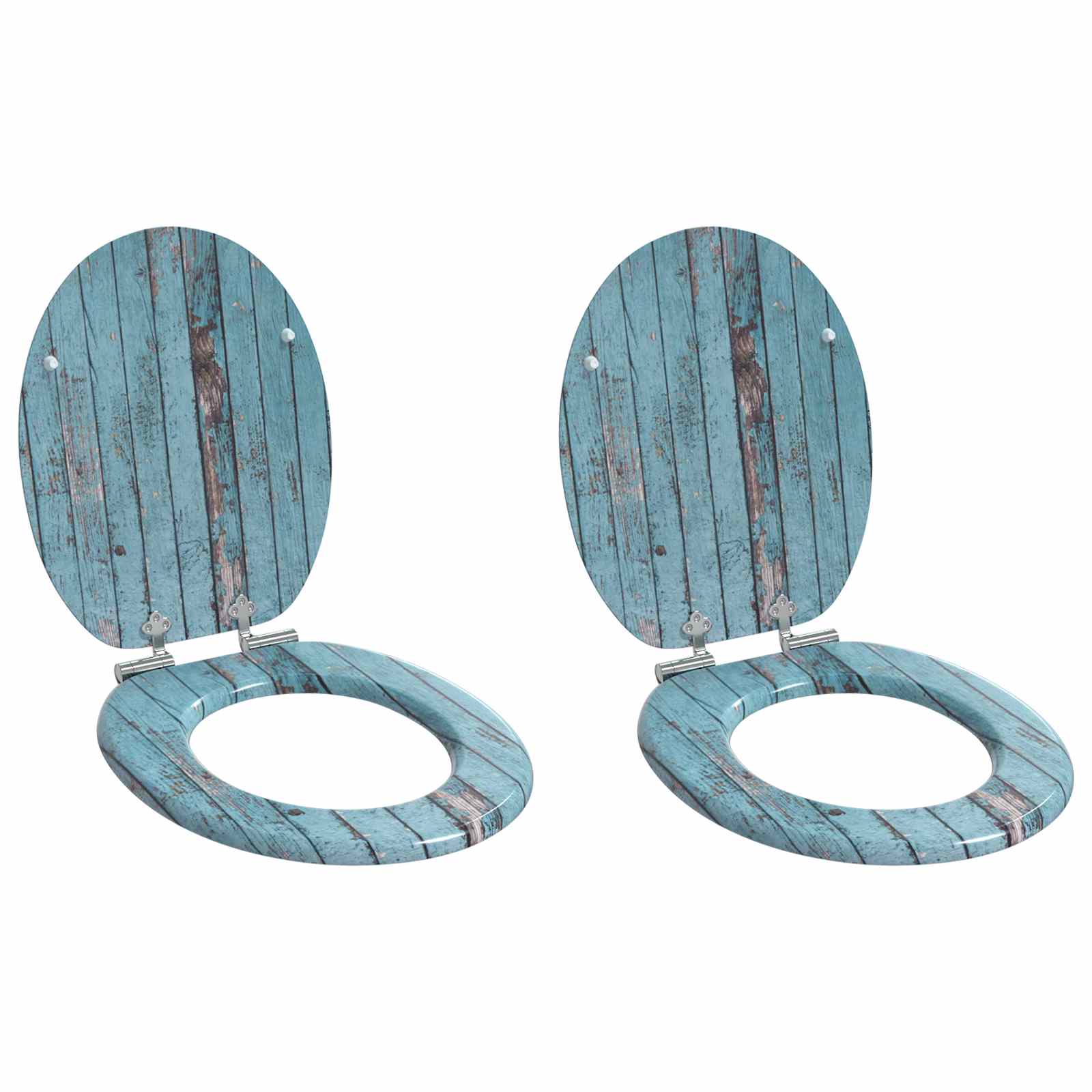 Soft-Close Toilet Seat 2 Stk. Blau 44 x 38 cm MDF-Platte