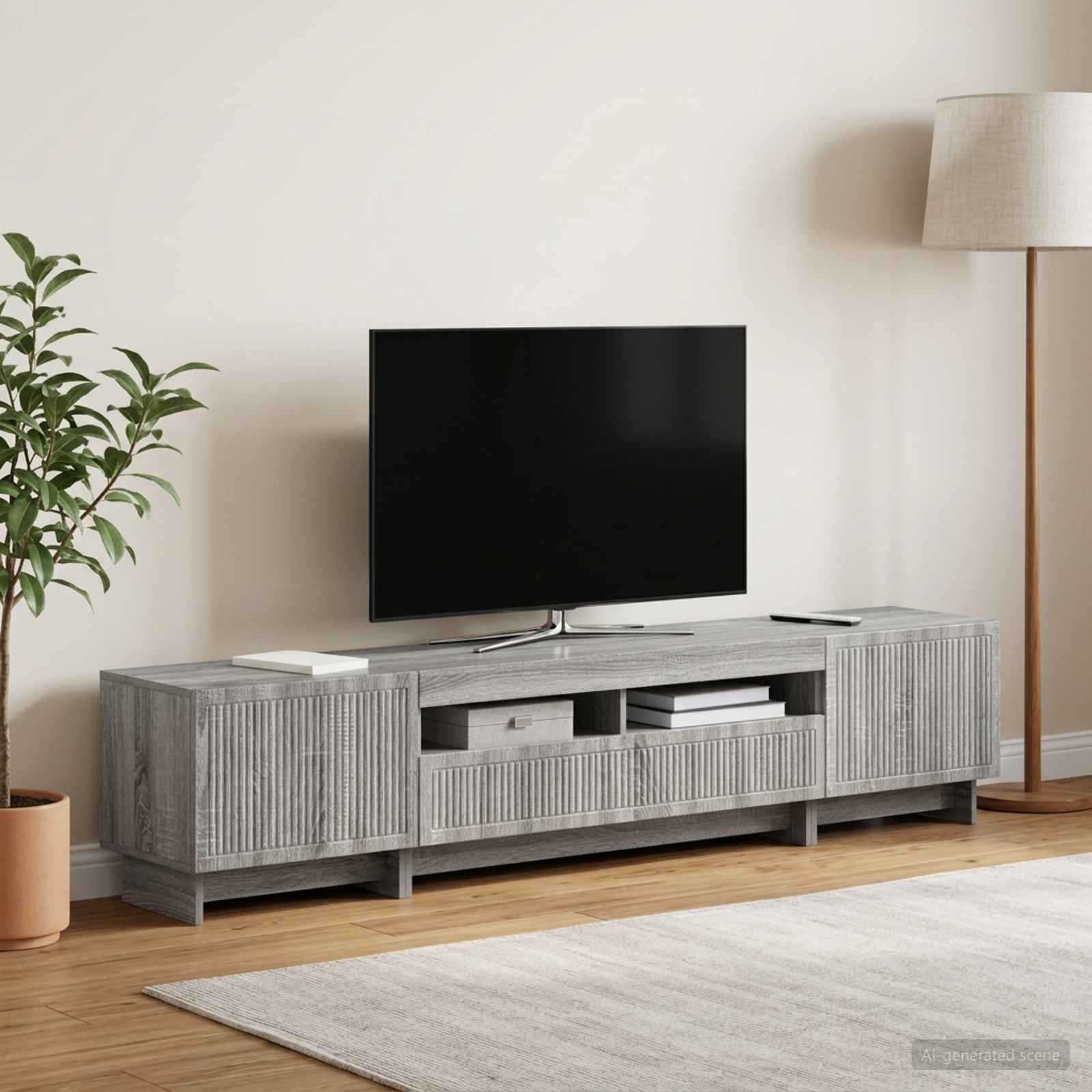5-teiliges LED TV Schrank Sonoma-Grau Holzwerkstoff