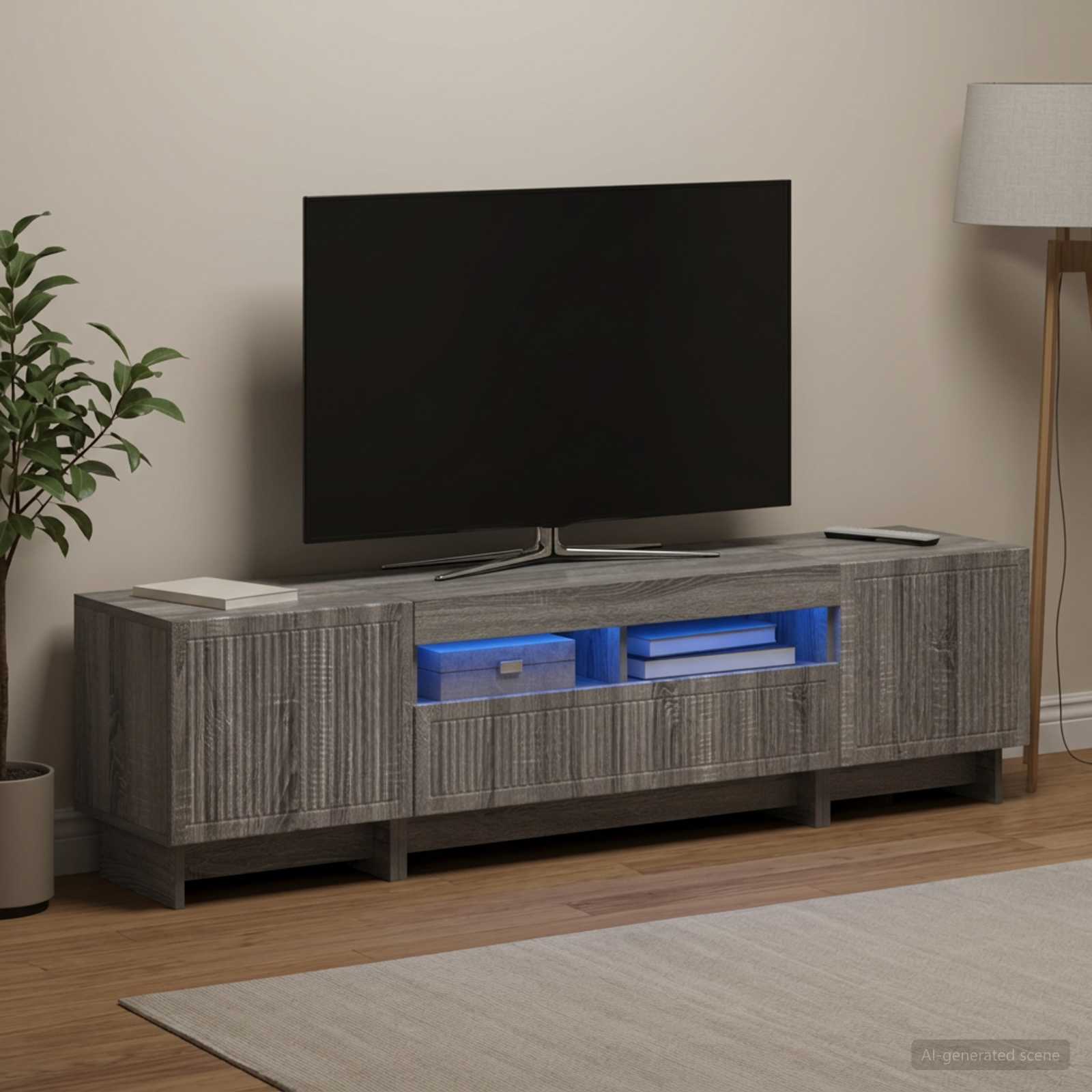 5-teiliges LED TV Schrank Sonoma-Grau Holzwerkstoff