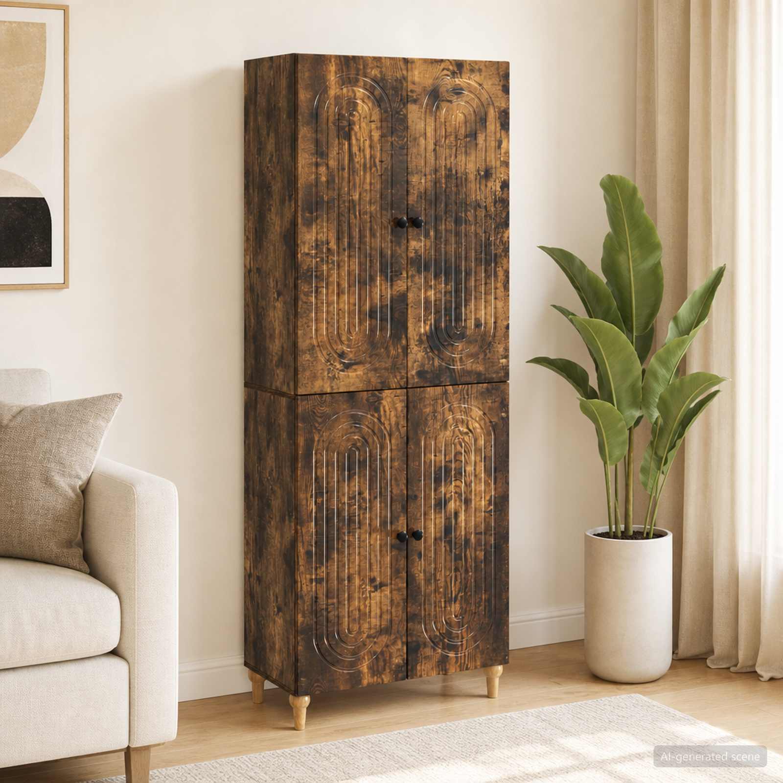 Schrankset 2 stk. Räuchereiche Holzwerkstoff