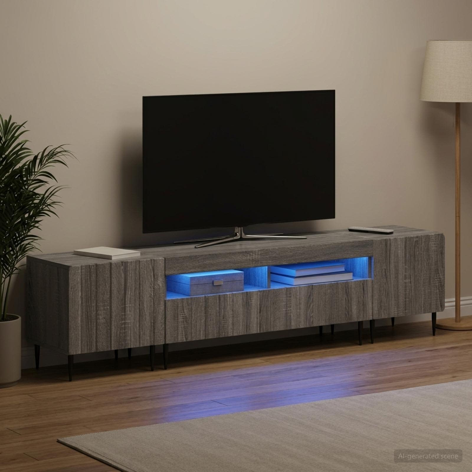 5-teiliges LED TV Schrank Sonoma-Grau Holzwerkstoff