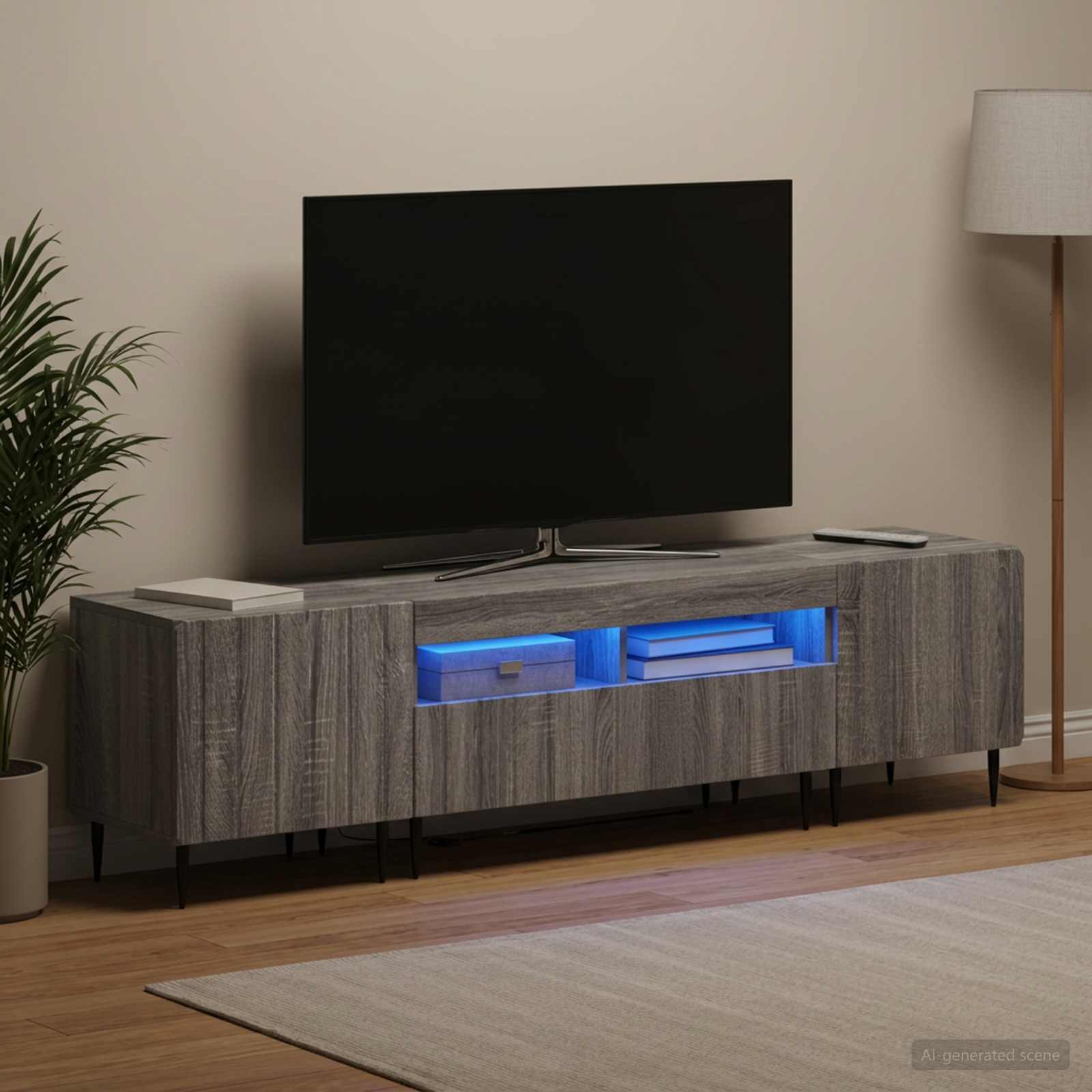 5-teiliges LED TV Schrank Sonoma-Grau Holzwerkstoff