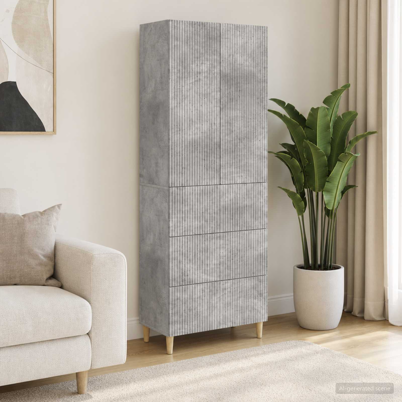 Schrankset 2 stk. Betongrau Holzwerkstoff