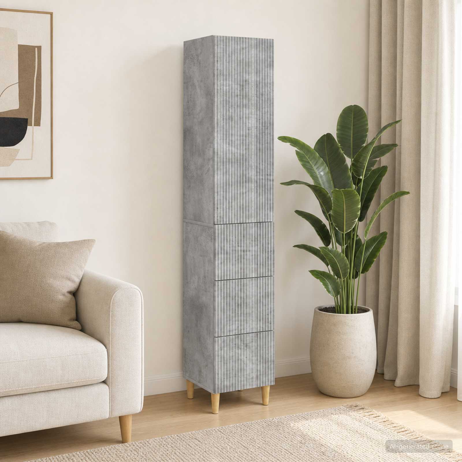 Schrankset 2 stk. Betongrau Holzwerkstoff