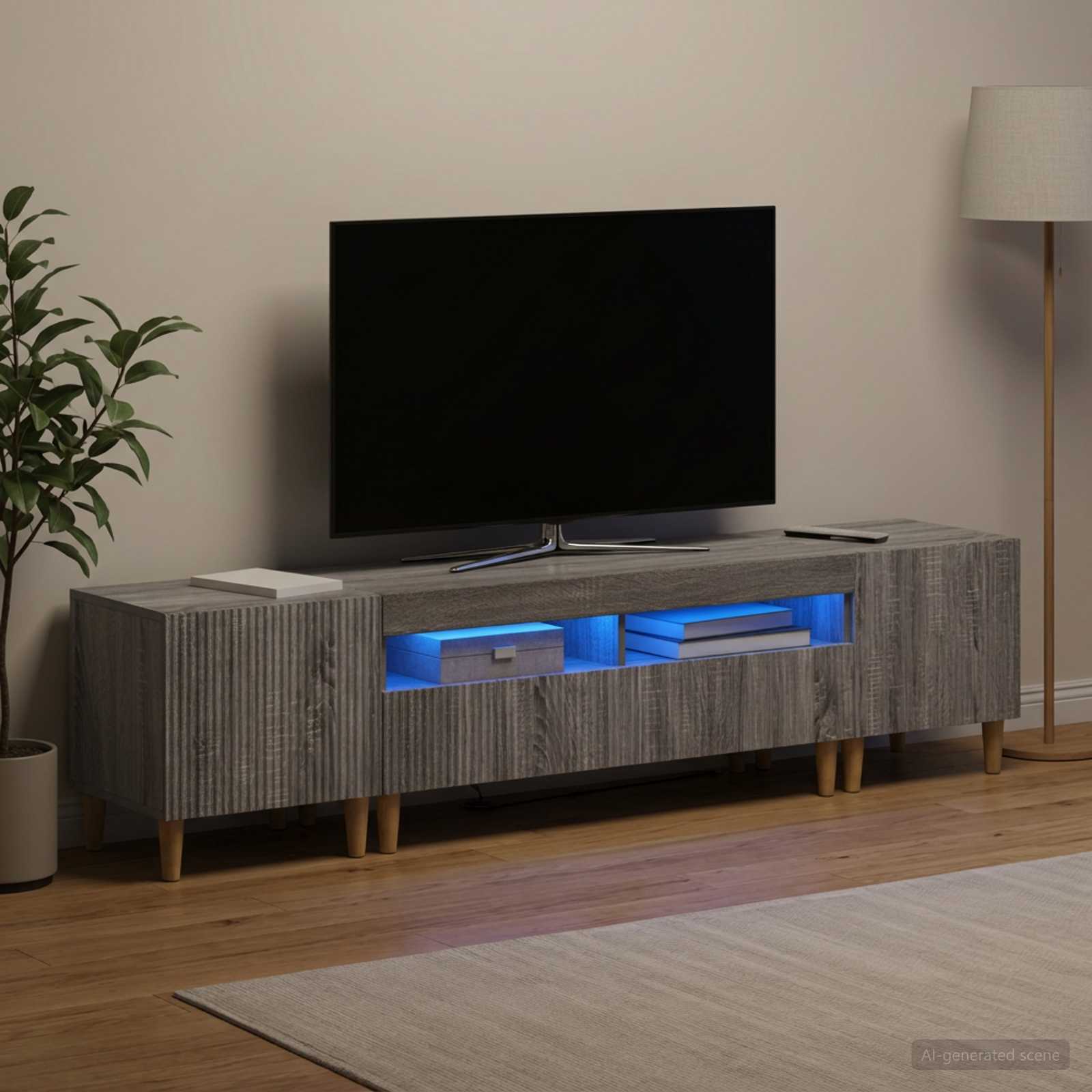 5-teiliges LED TV Schrank Sonoma-Grau Holzwerkstoff