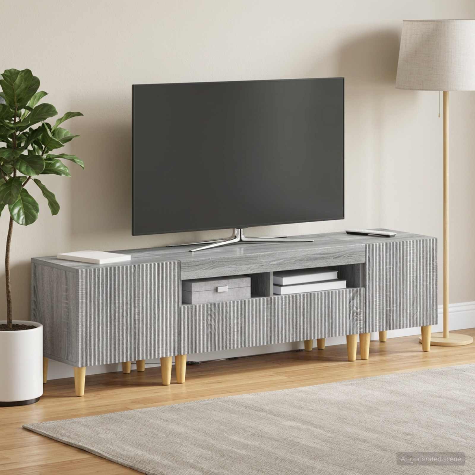 5-teiliges LED TV Schrank Sonoma-Grau Holzwerkstoff