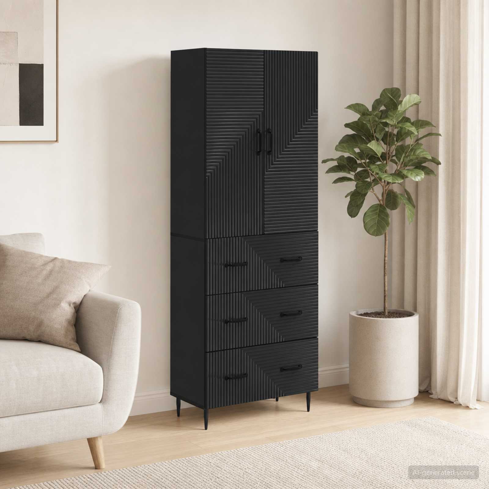 Schrankset 2 stk. 66 x 34,5 x 90 cm Holzwerkstoff Schwarz