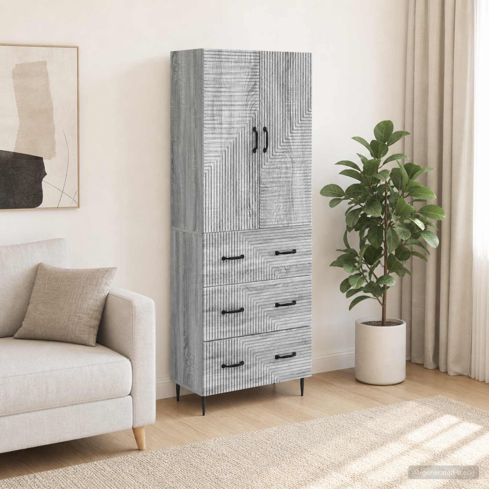 Schrankset 2 stk. 66 x 34,5 x 90 cm Holzwerkstoff Grau Sonoma