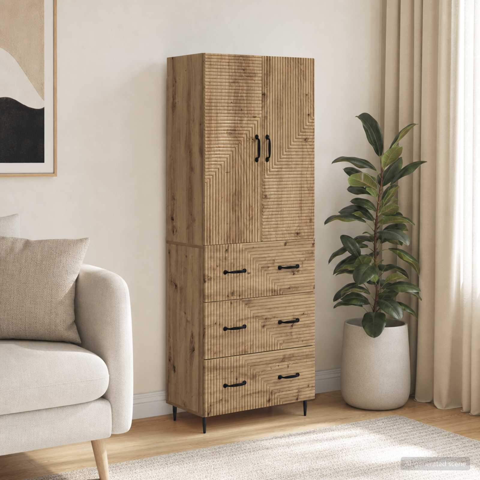 Schrankset 2 stk. 66 x 34,5 x 90 cm Holzwerkstoff Artisan-Eiche