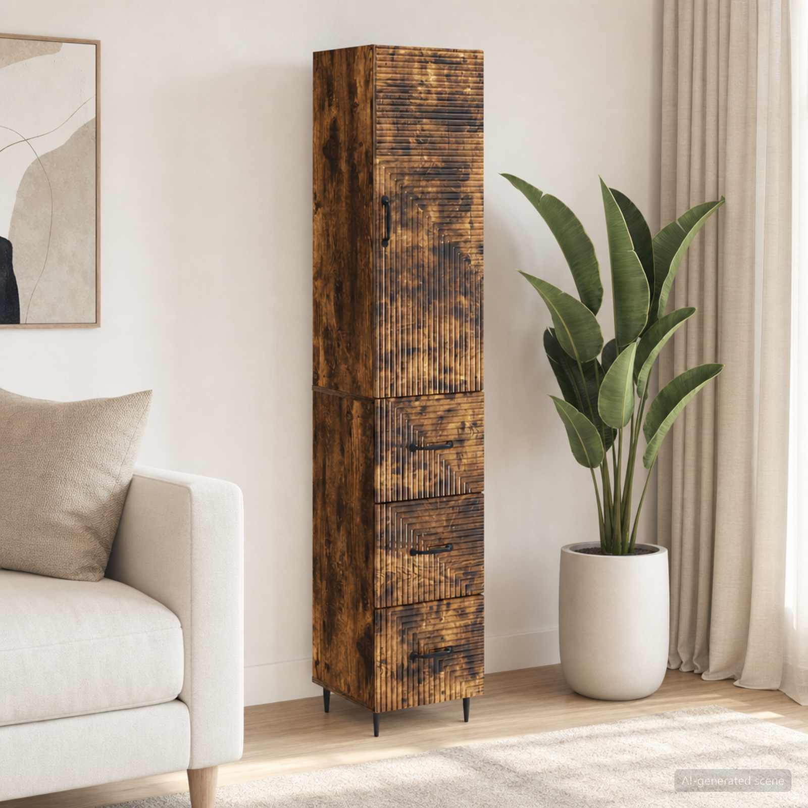 Schrankset 2 stk. 33 x 34,5 x 90 cm Holzwerkstoff Räuchereiche