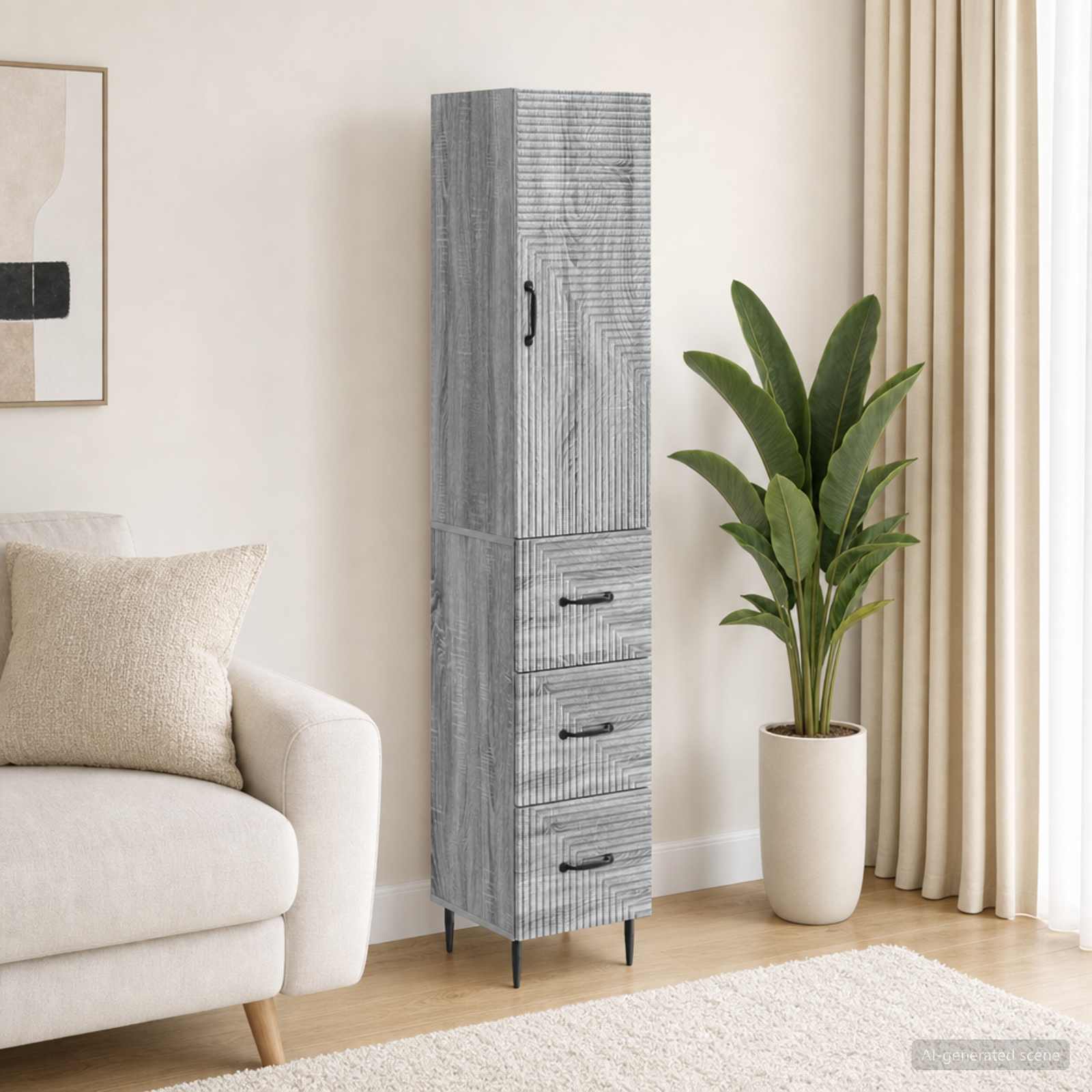 Schrankset 2 stk. 33 x 34,5 x 90 cm Holzwerkstoff Sonoma-Grau