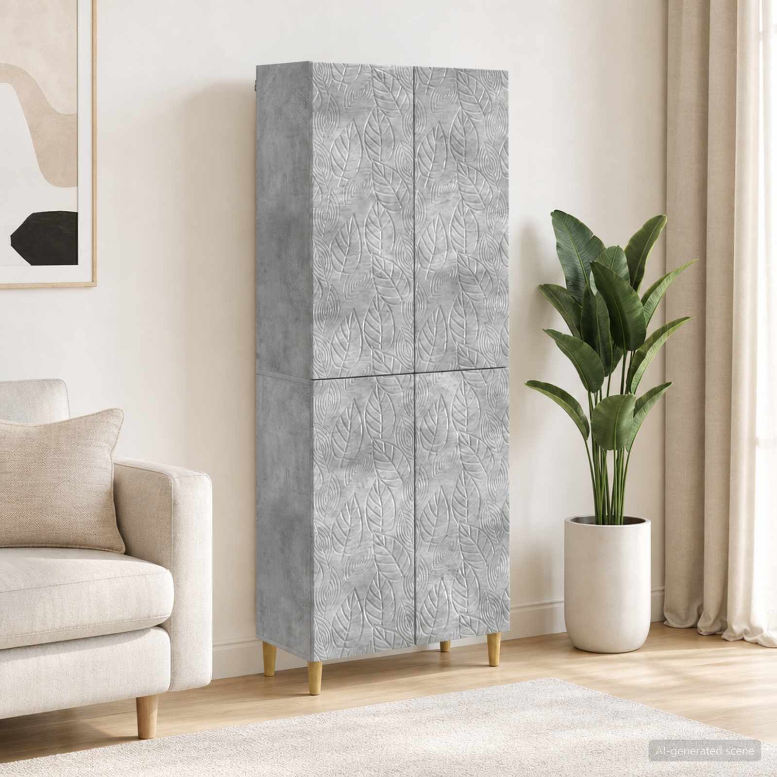 Schrankset 2 stk. Betongrau Holzwerkstoff