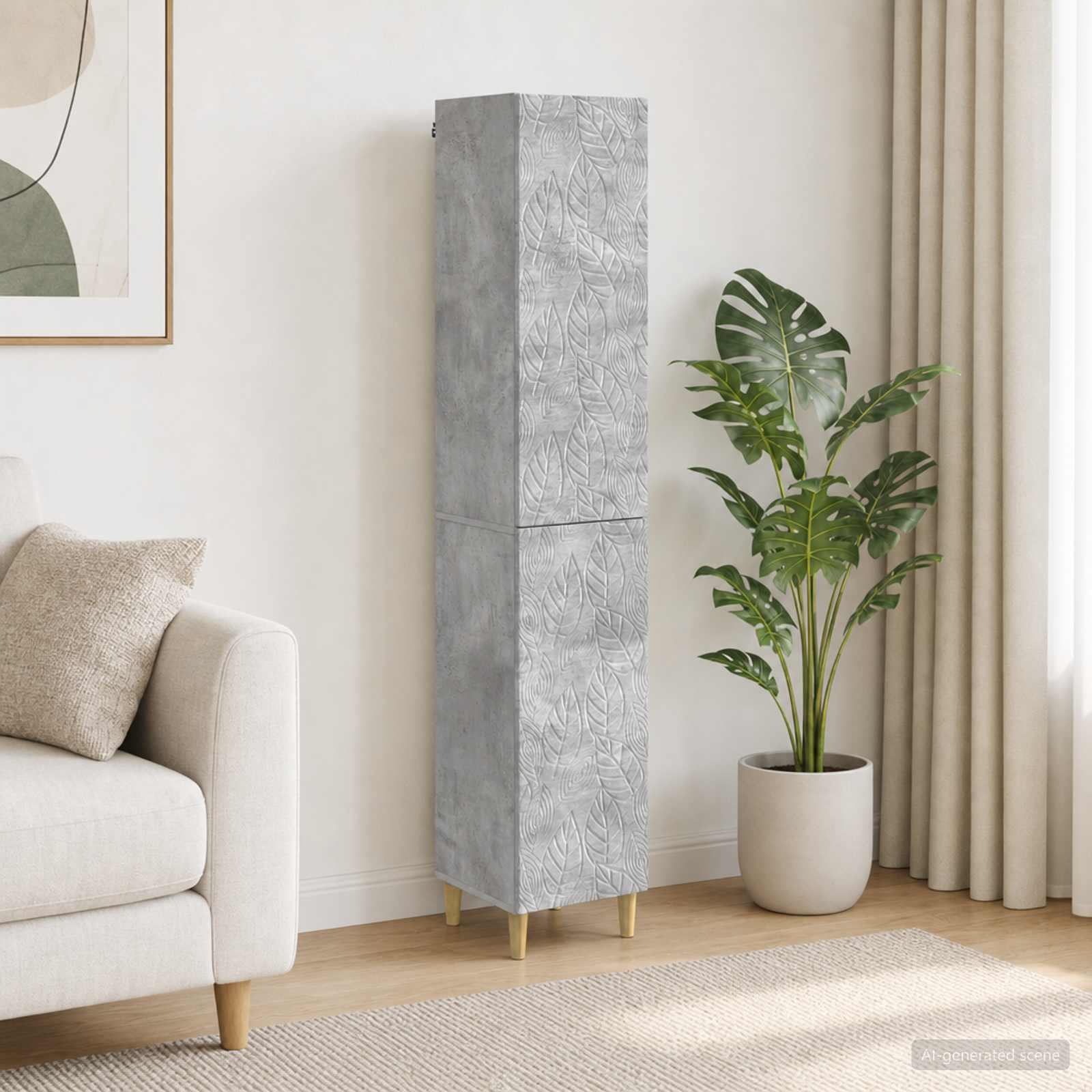 Schrankset 2 stk. Betongrau Holzwerkstoff