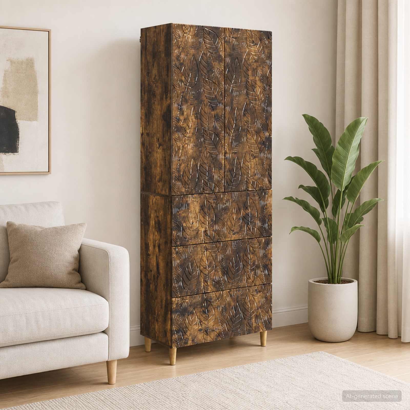 Schrankset 2 stk. 66 x 34,5 x 90 cm Holzwerkstoff Räuchereiche