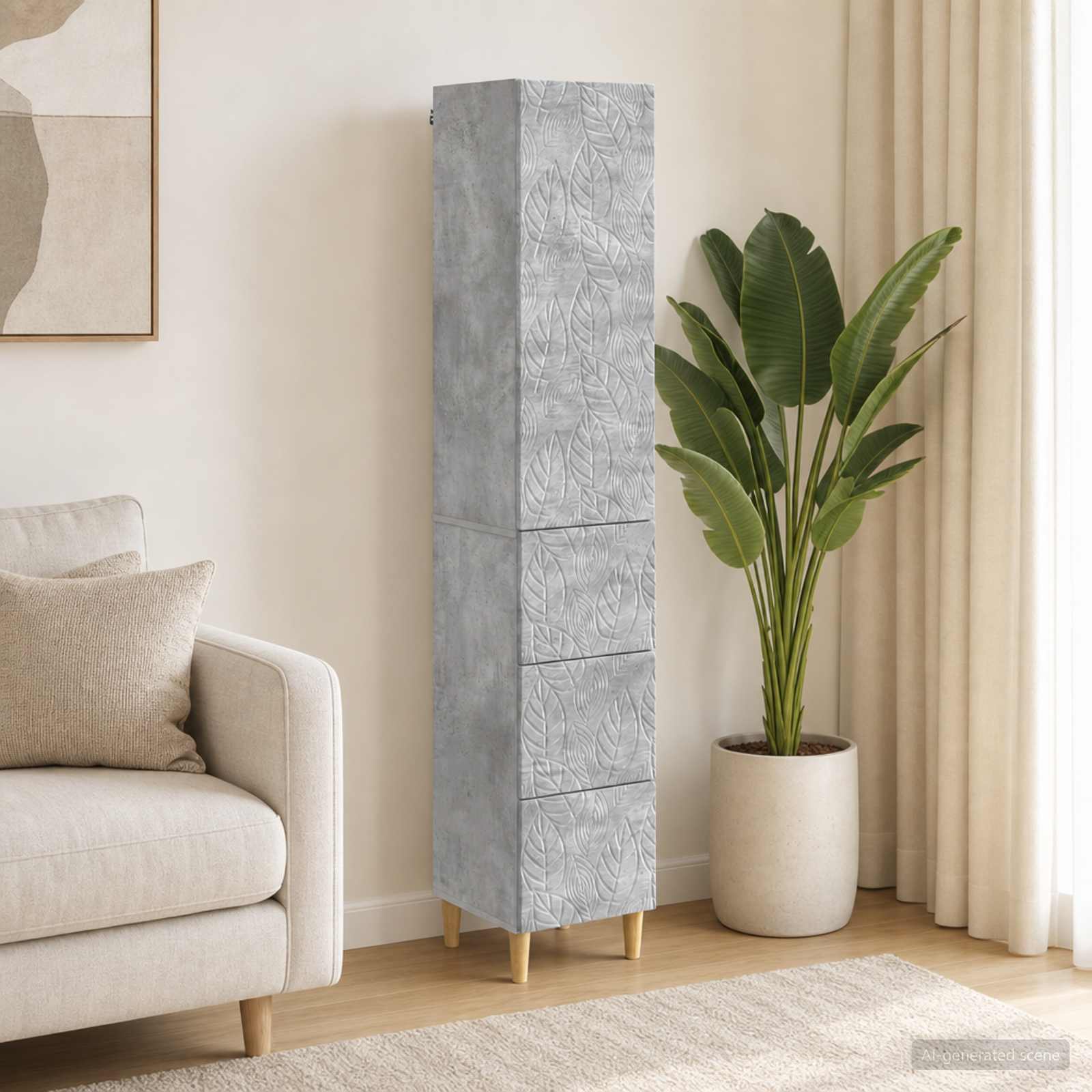 Schrankset 2 stk. 33 x 34,5 x 90 cm Holzwerkstoff Betongrau