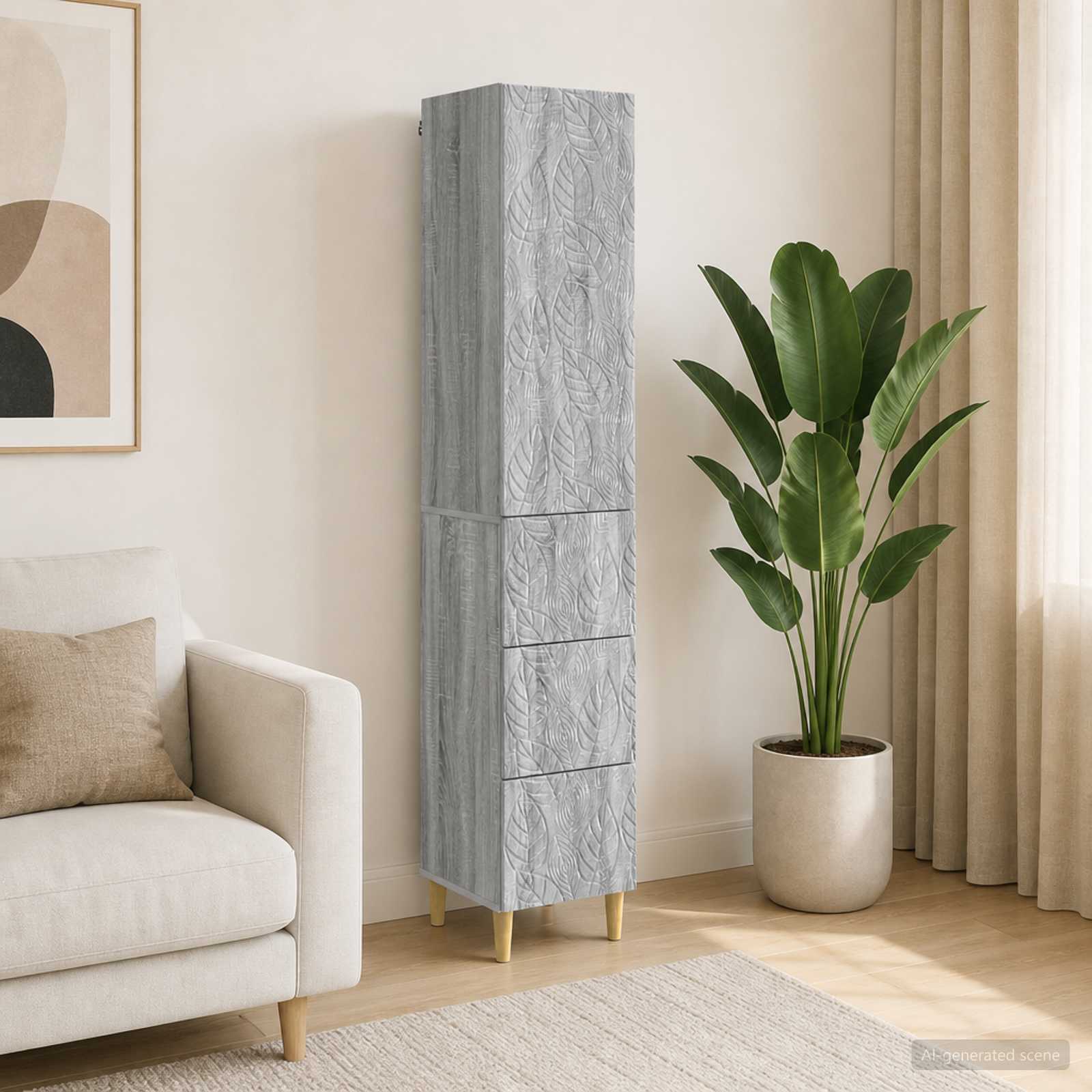Schrankset 2 stk. 33 x 34,5 x 90 cm Holzwerkstoff Grau Sonoma