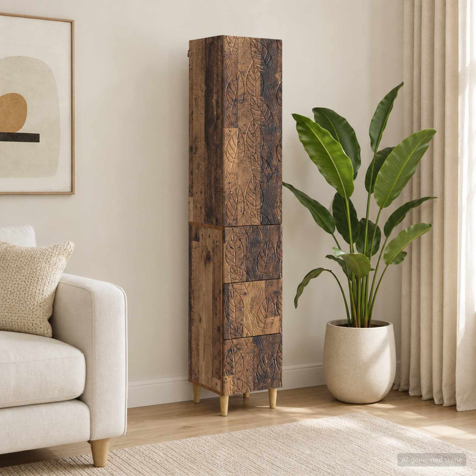 Schrankset 2 stk. 33 x 34,5 x 90 cm Holzwerkstoff Altholz