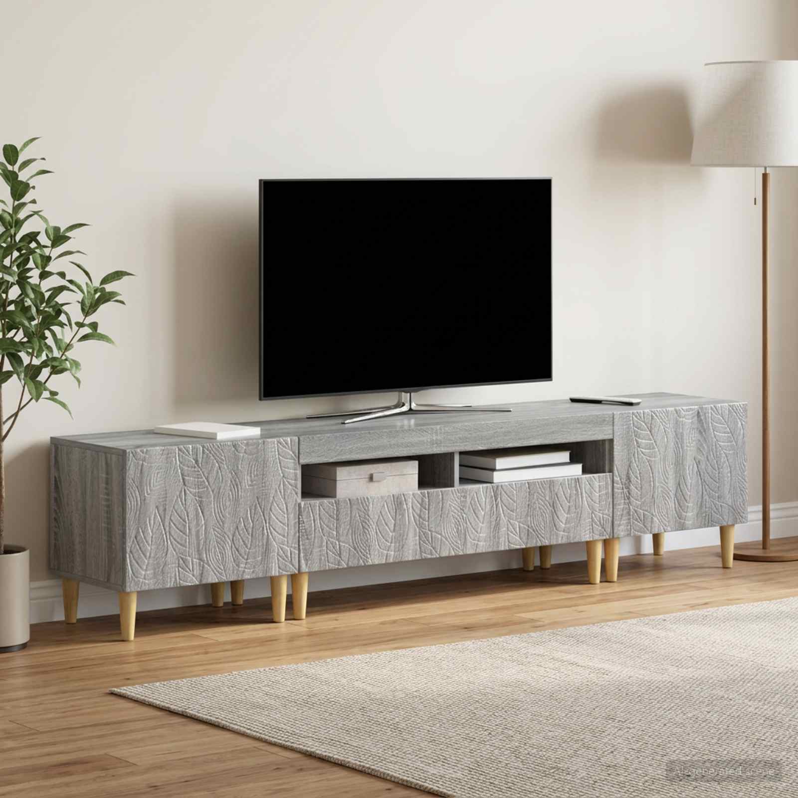 5-teiliges LED TV Schrank Sonoma-Grau Holzwerkstoff
