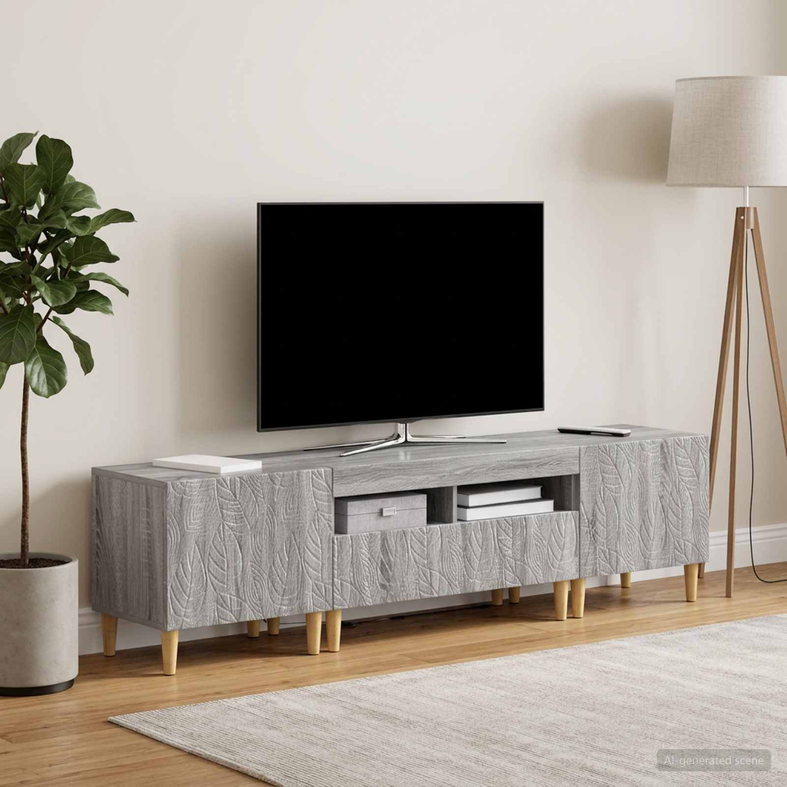 5-teiliges LED TV Schrank Sonoma-Grau Holzwerkstoff