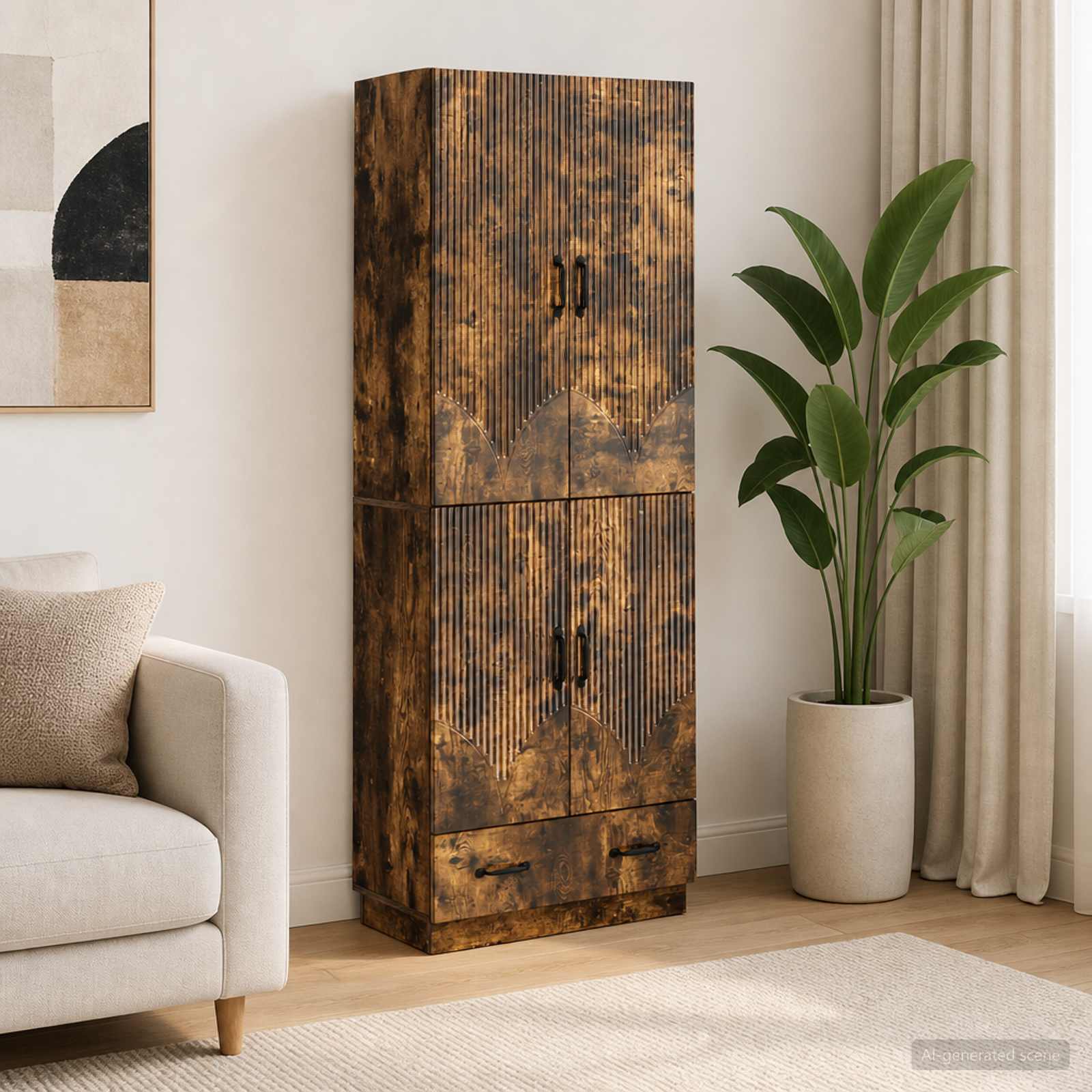 Schrankset 2 stk. Räuchereiche Holzwerkstoff