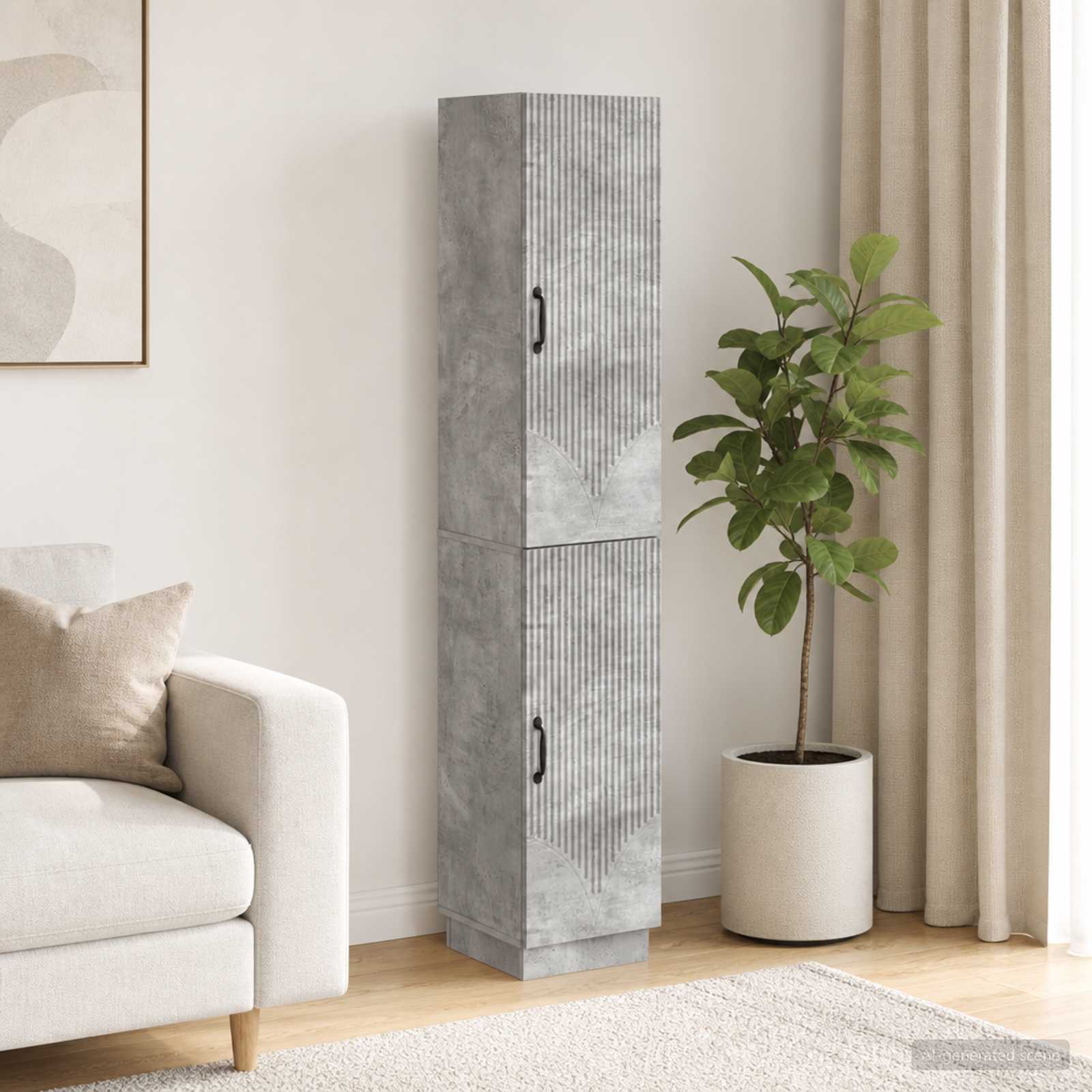 Schrankset 2 stk. Betongrau Holzwerkstoff