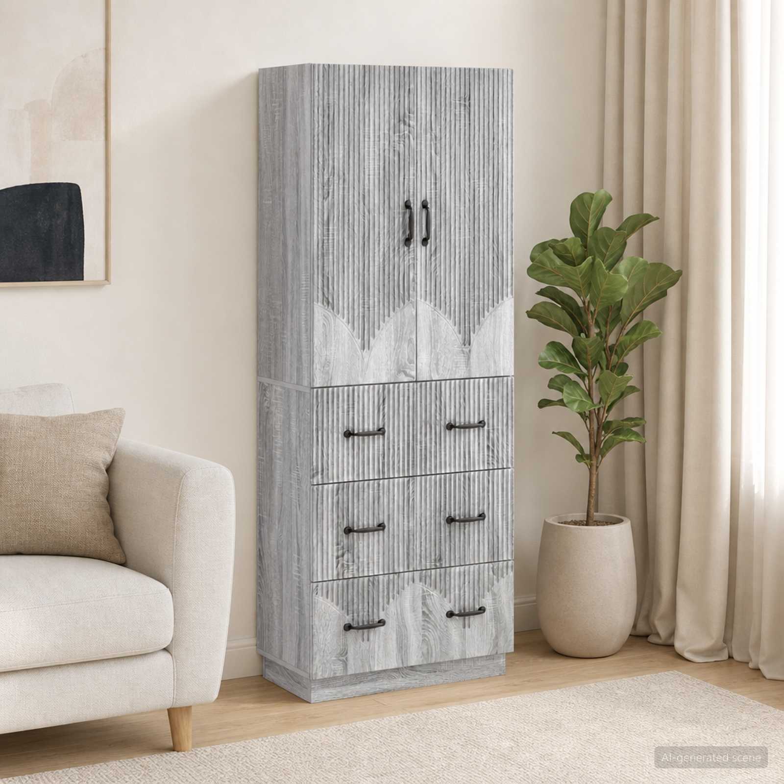 Schrankset 2 stk. 66 x 34,5 x 87 cm Holzwerkstoff Sonoma-Grau