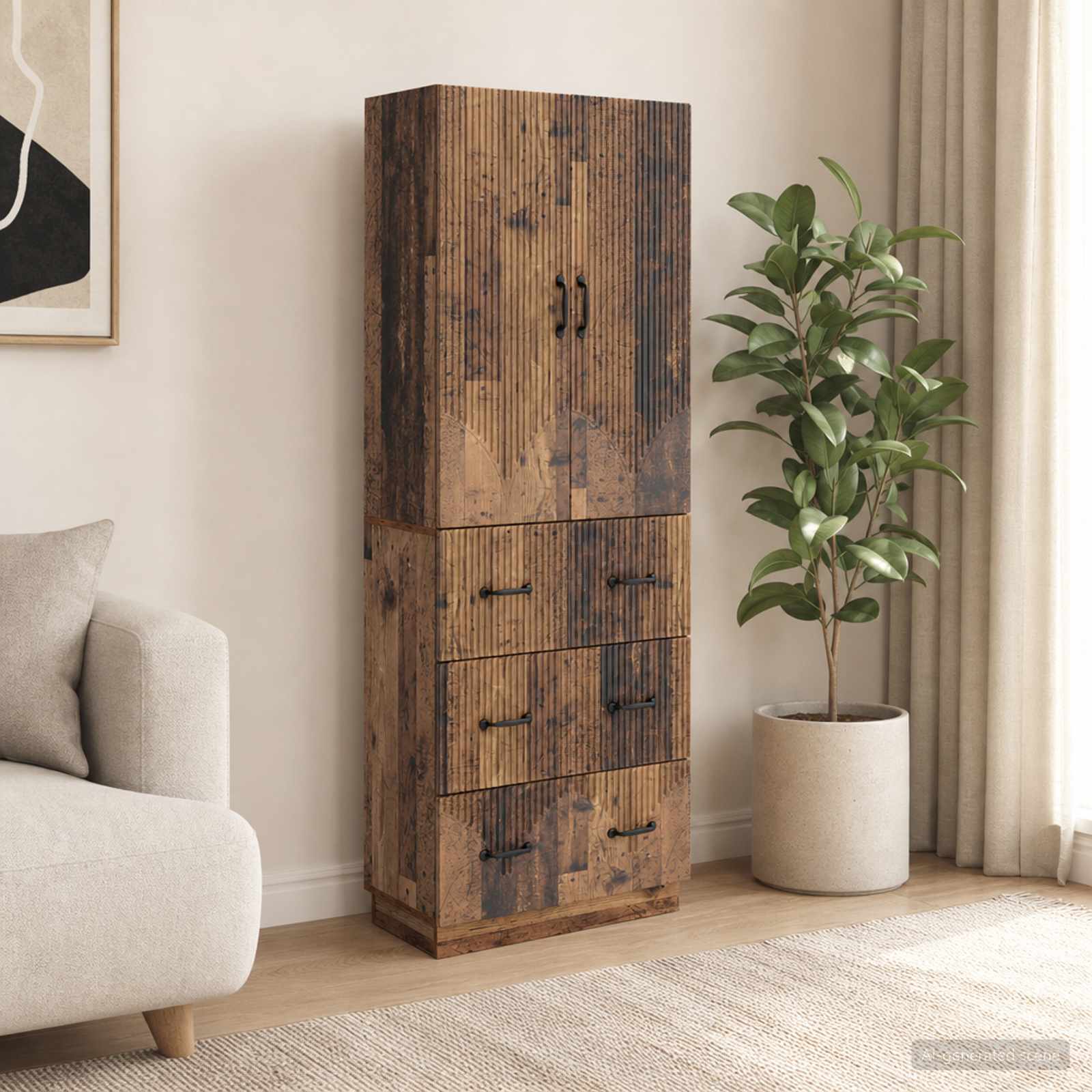Schrankset 2 stk. 66 x 34,5 x 87 cm Holzwerkstoff Altholz