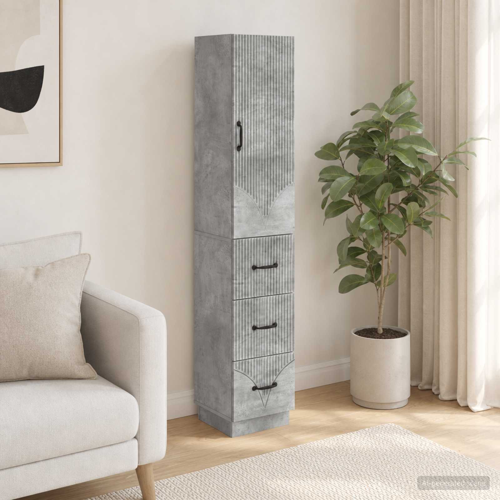 Schrankset 2 stk. 33 x 34,5 x 87 cm Holzwerkstoff Betongrau